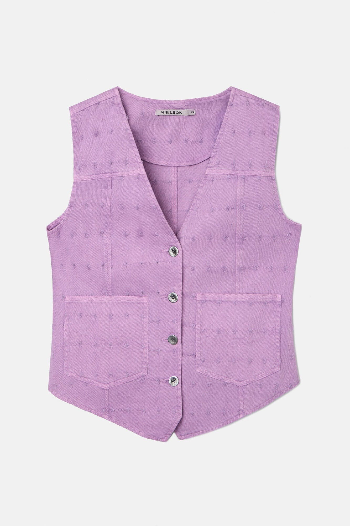 Silbon Openwork denim vest Purple