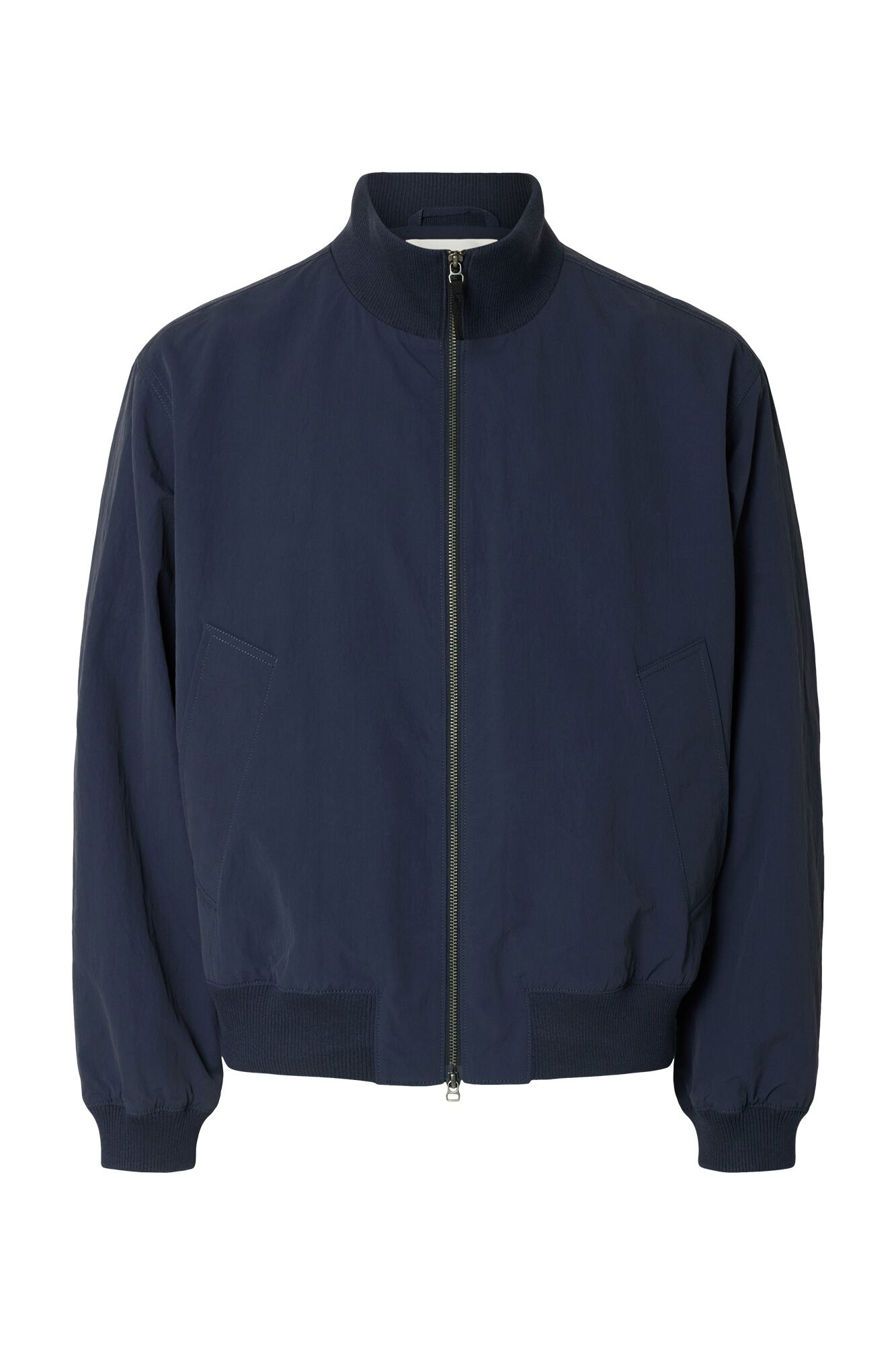Selected Men's plain zip-fastening bomber jacket Navy