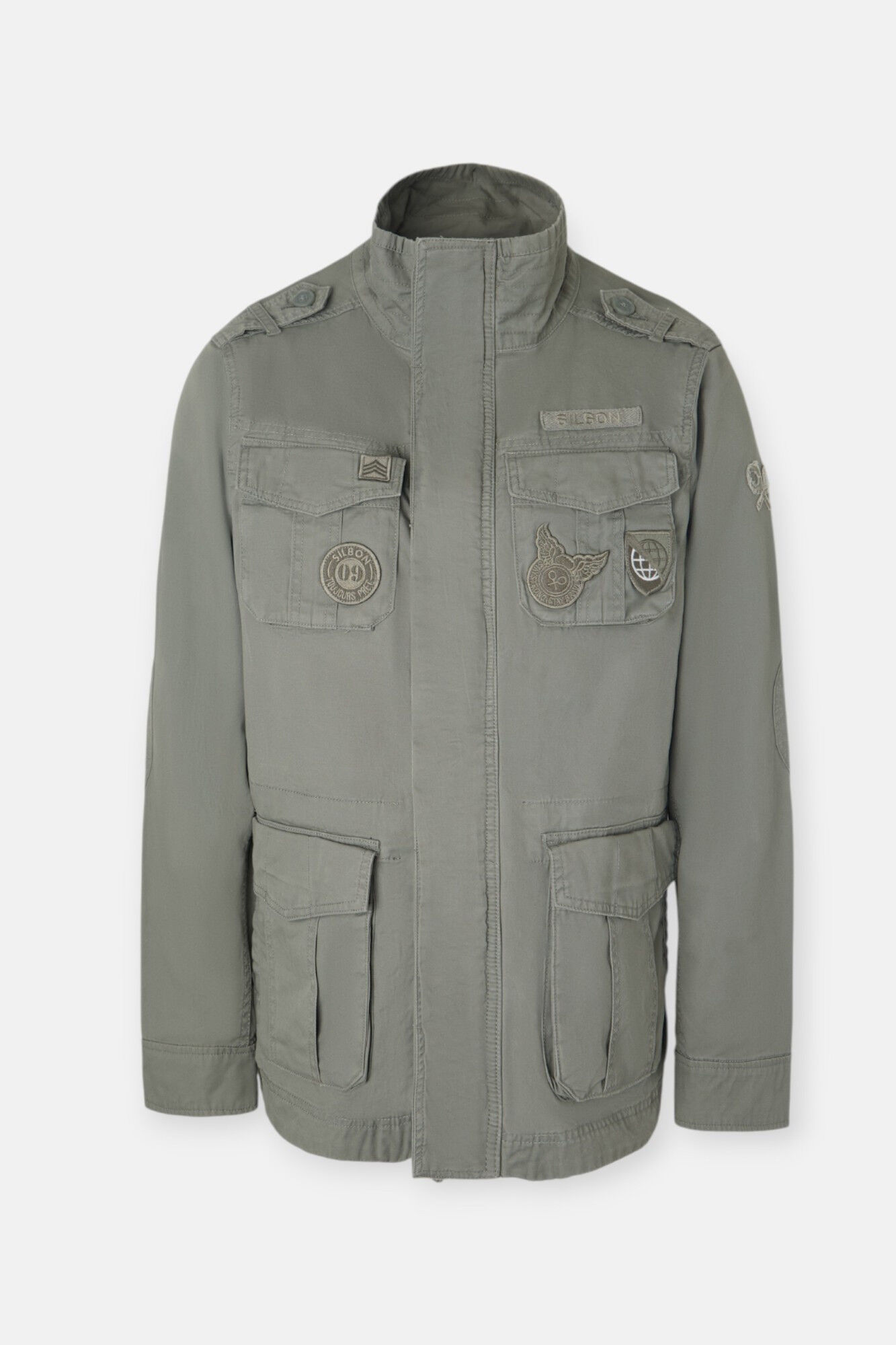 Silbon Casaco militar com manchas tingidas Verde
