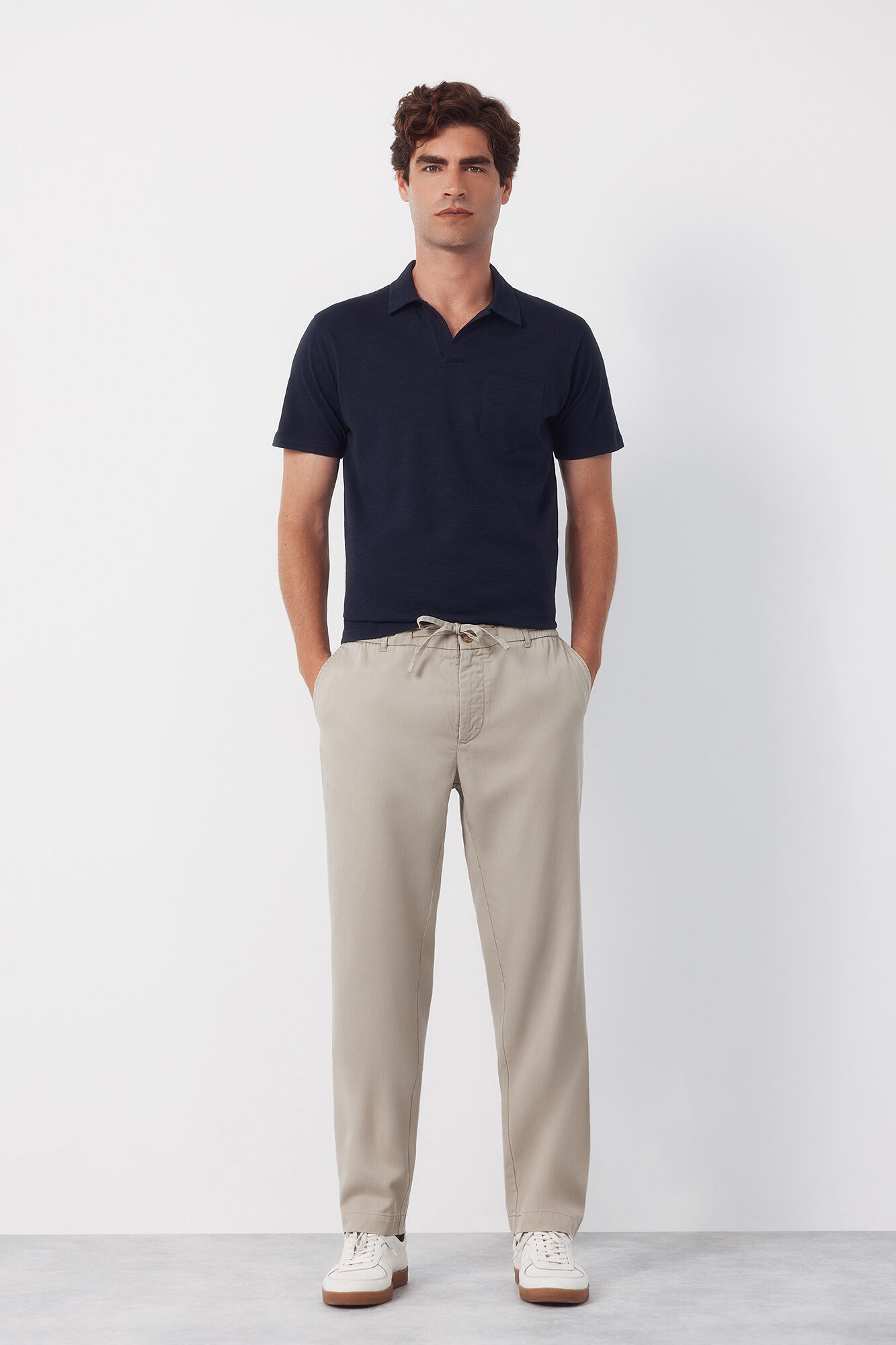 Cortefiel Lightweight tapered chinos Beige