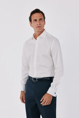 Cortefiel Plain easy-iron dress shirt with cufflink cuffs White