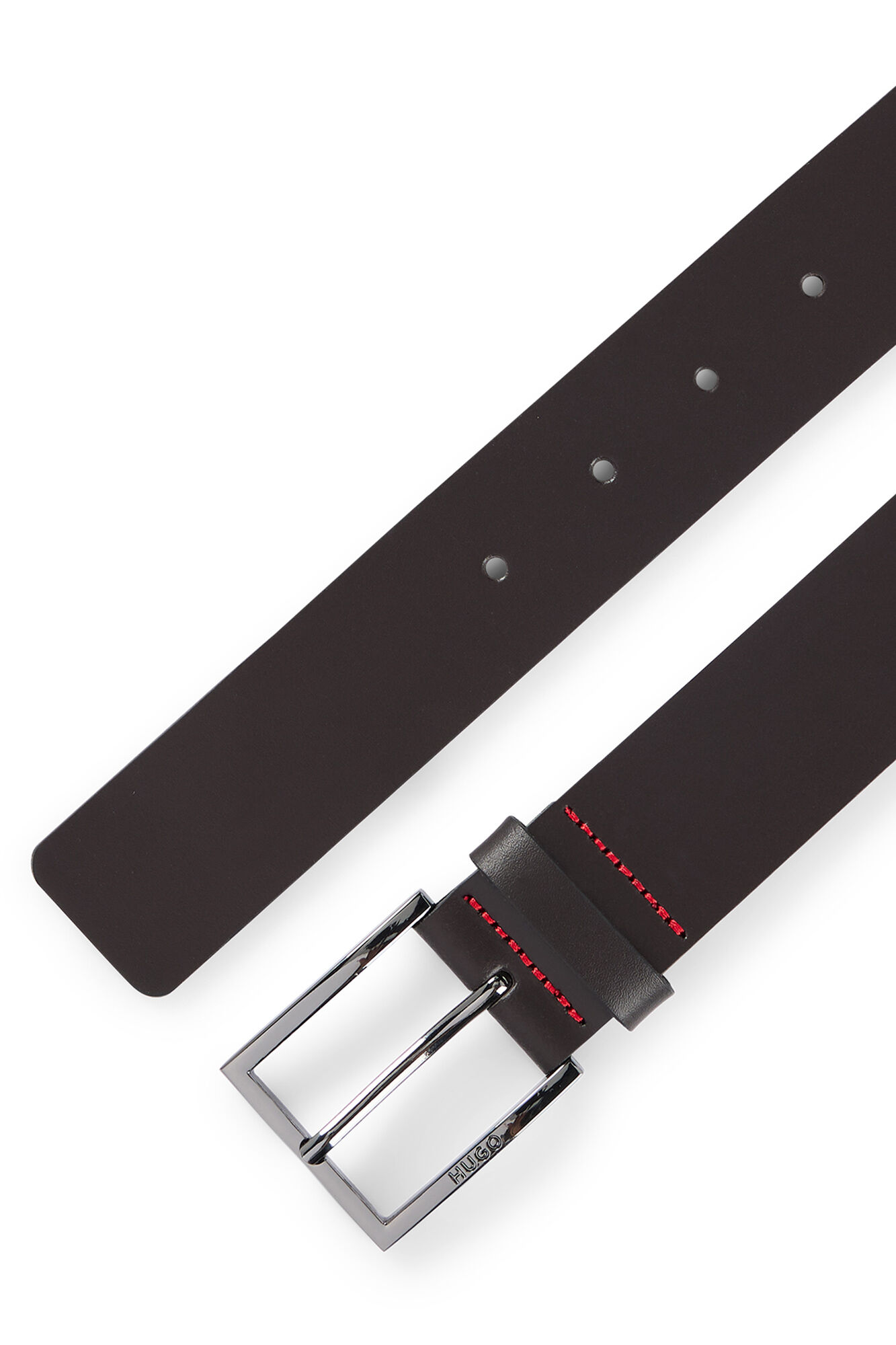 HUGO Leather belt Dark brown