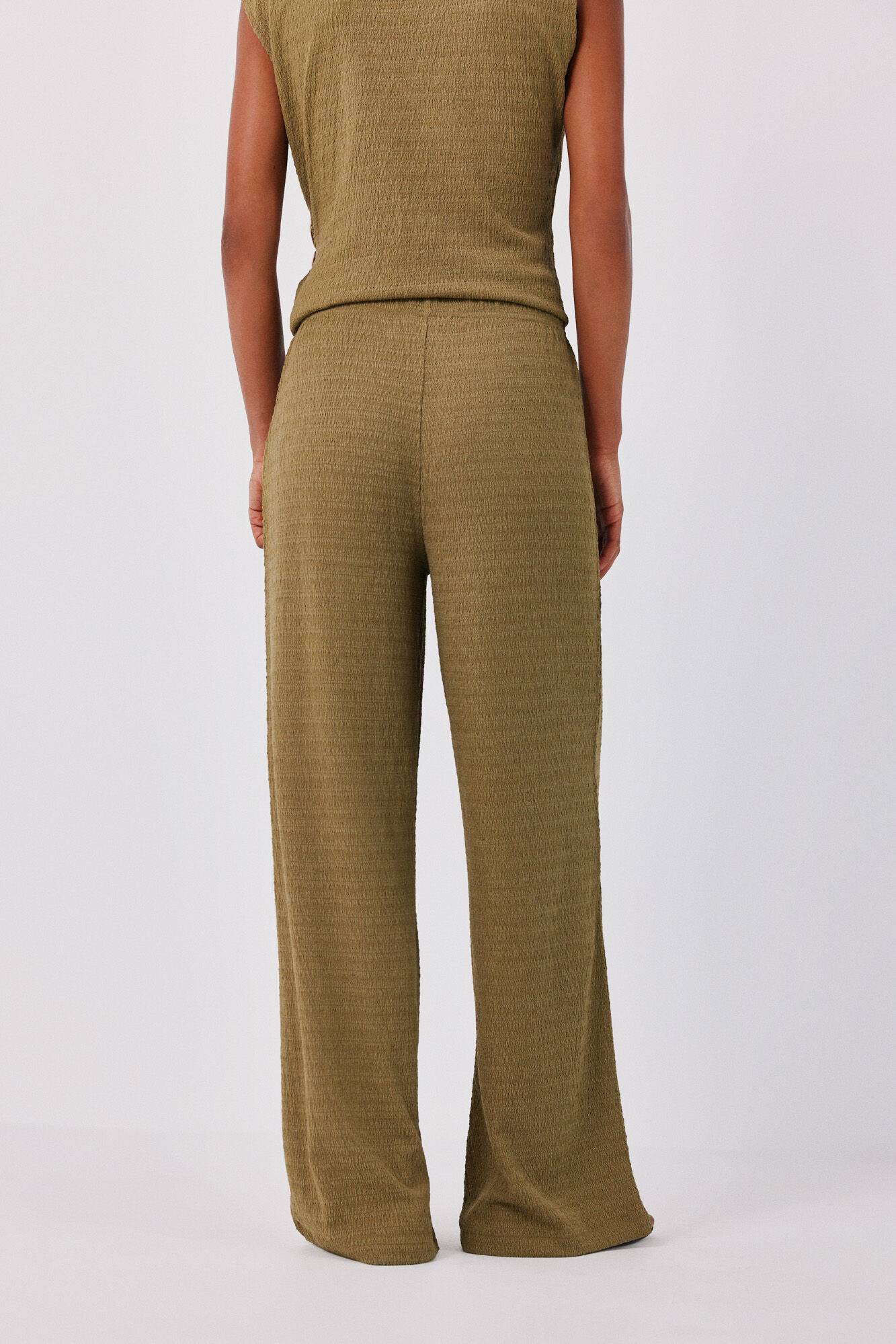 Cortefiel Wide knit trousers Green