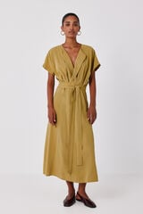 Cortefiel Wrap tencel dress Yellow