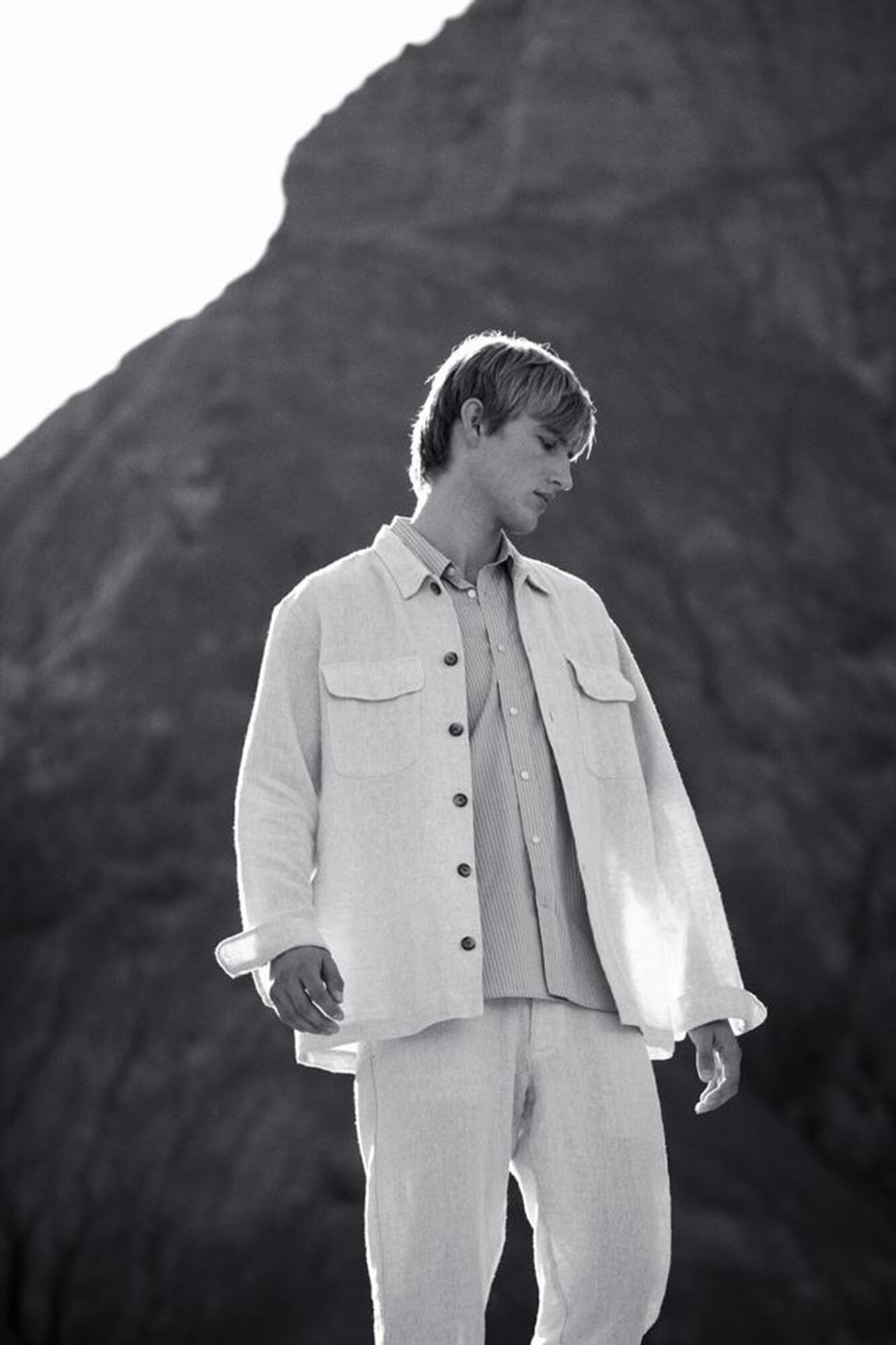 Selected linen overshirt White