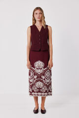 Cortefiel Printed straight skirt Printed red