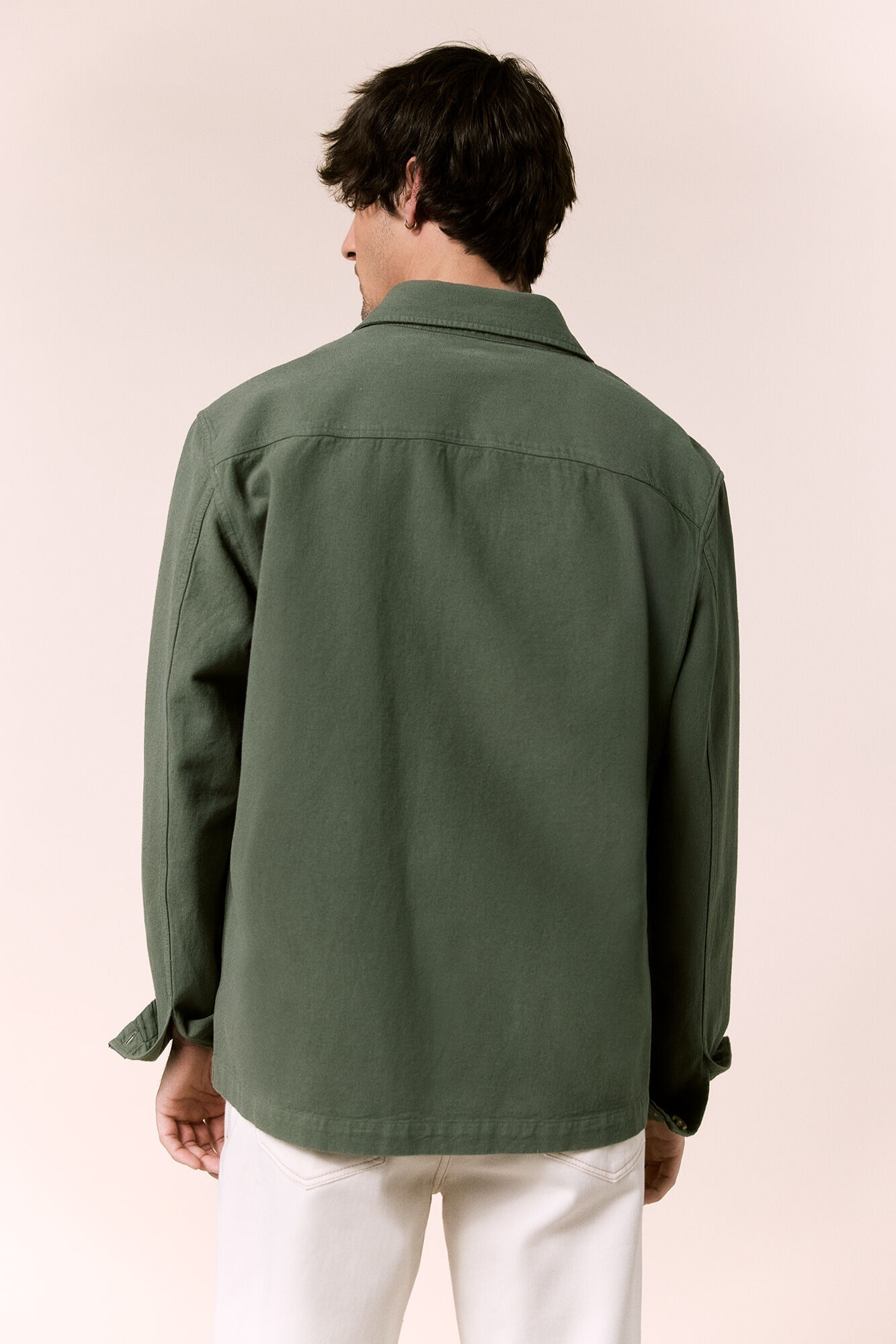 OOTO Sobrecamisa em algod&atilde;o e linho Verde