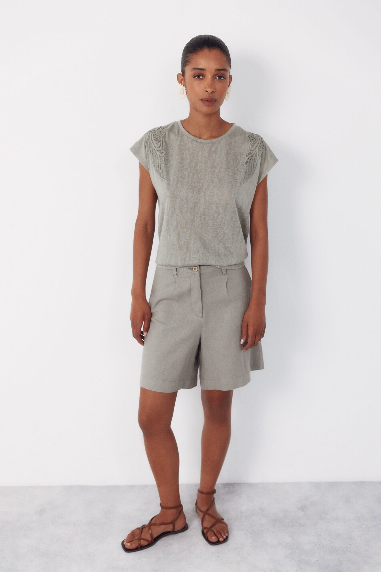 Cortefiel Plain linen bermuda shorts