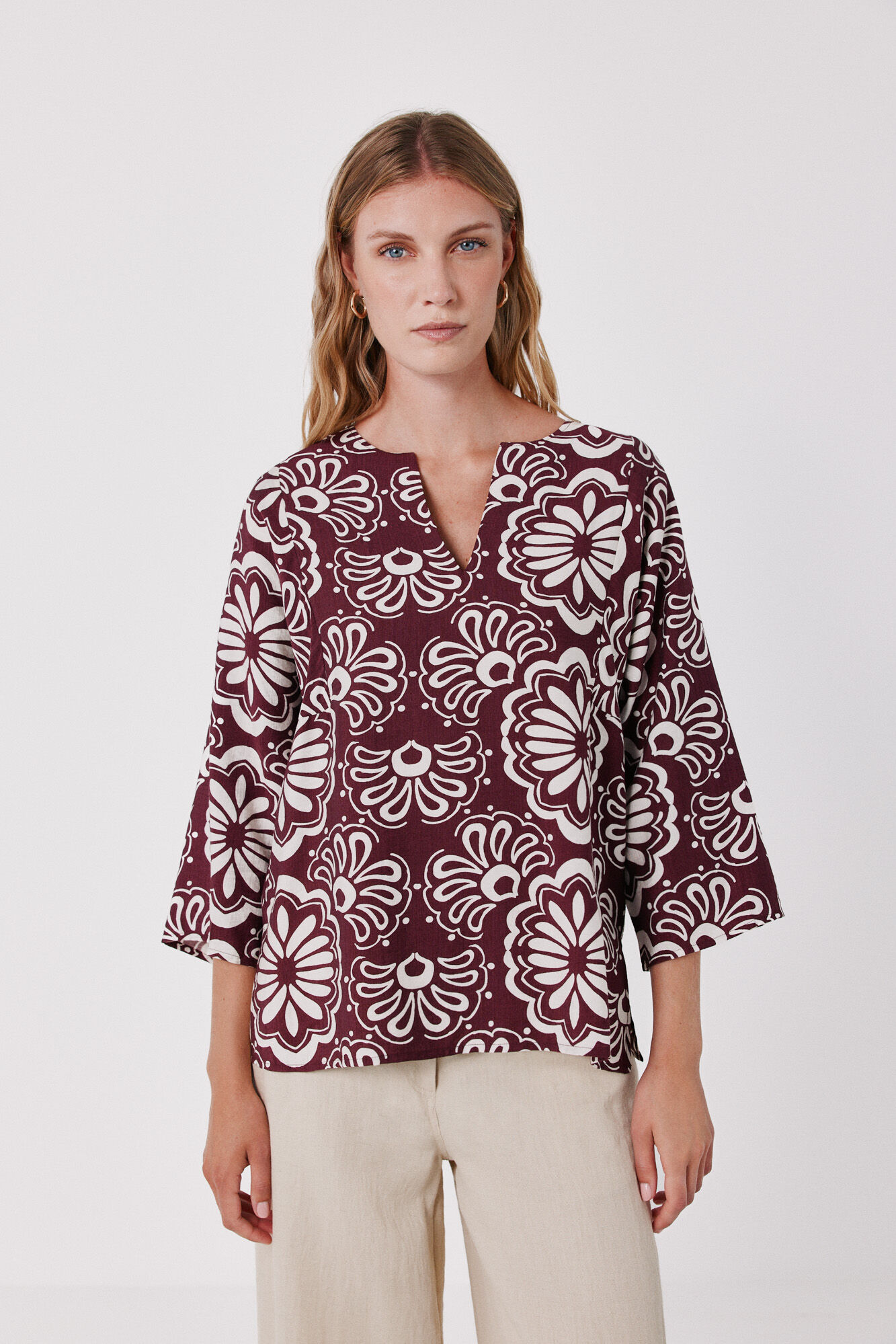 Cortefiel Printed loose tunic blouse