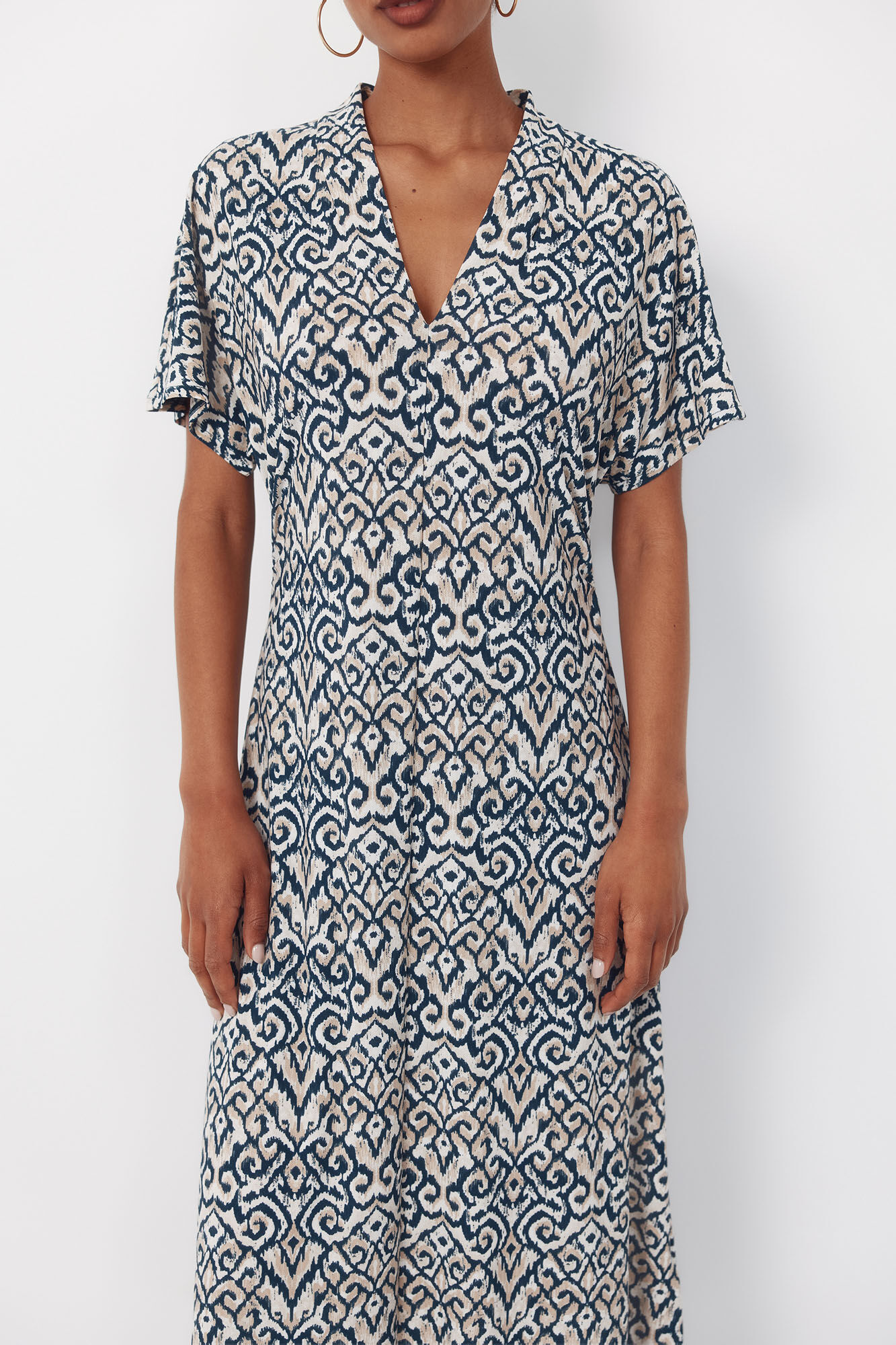 Cortefiel Vestido estampado Tostado
