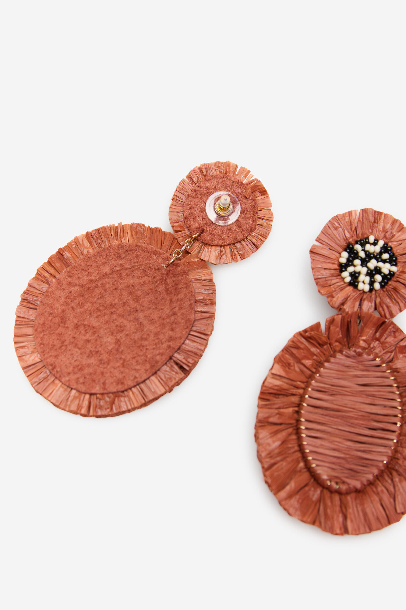 Cortefiel Long raffia earrings Red