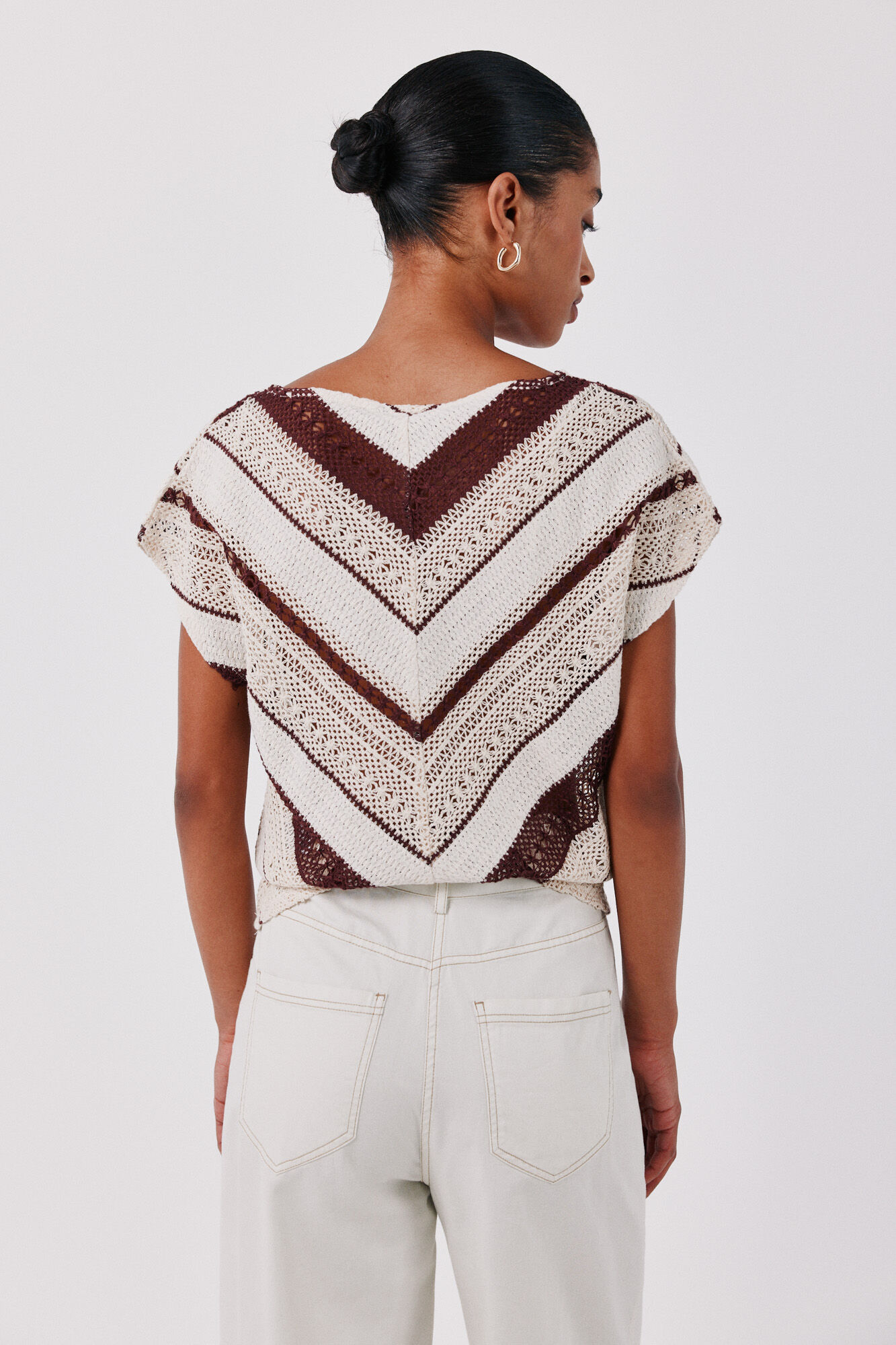 Cortefiel Multicoloured crochet T-shirt Maroon