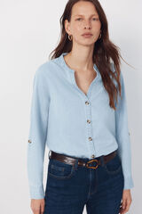 Cortefiel Mandarin collar shirt Blue
