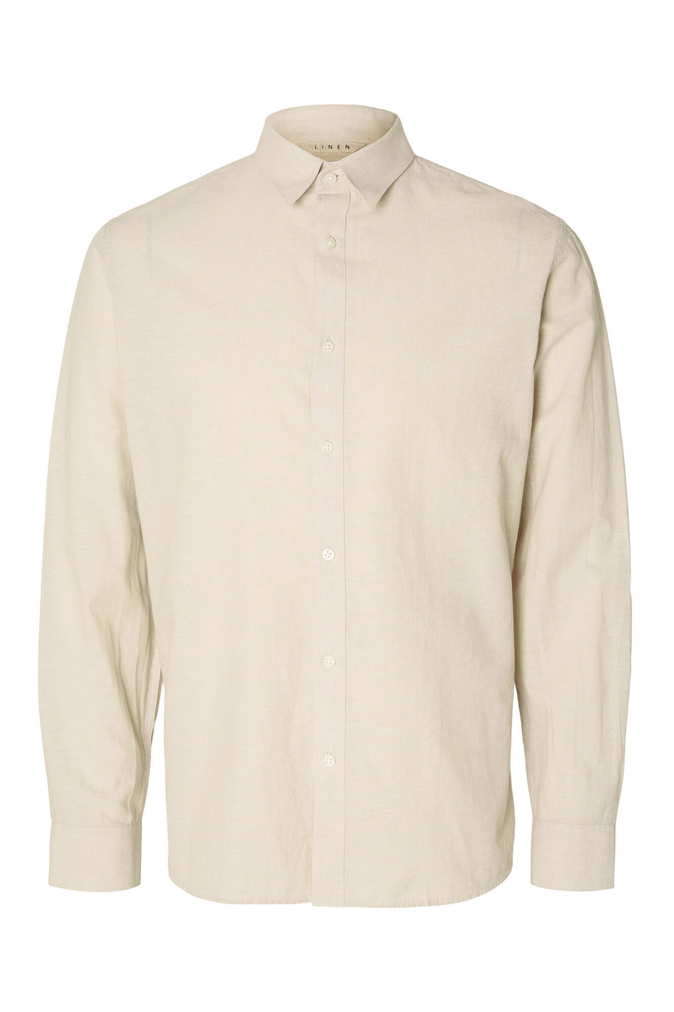 Selected Camisa de linho slim fit Tostado
