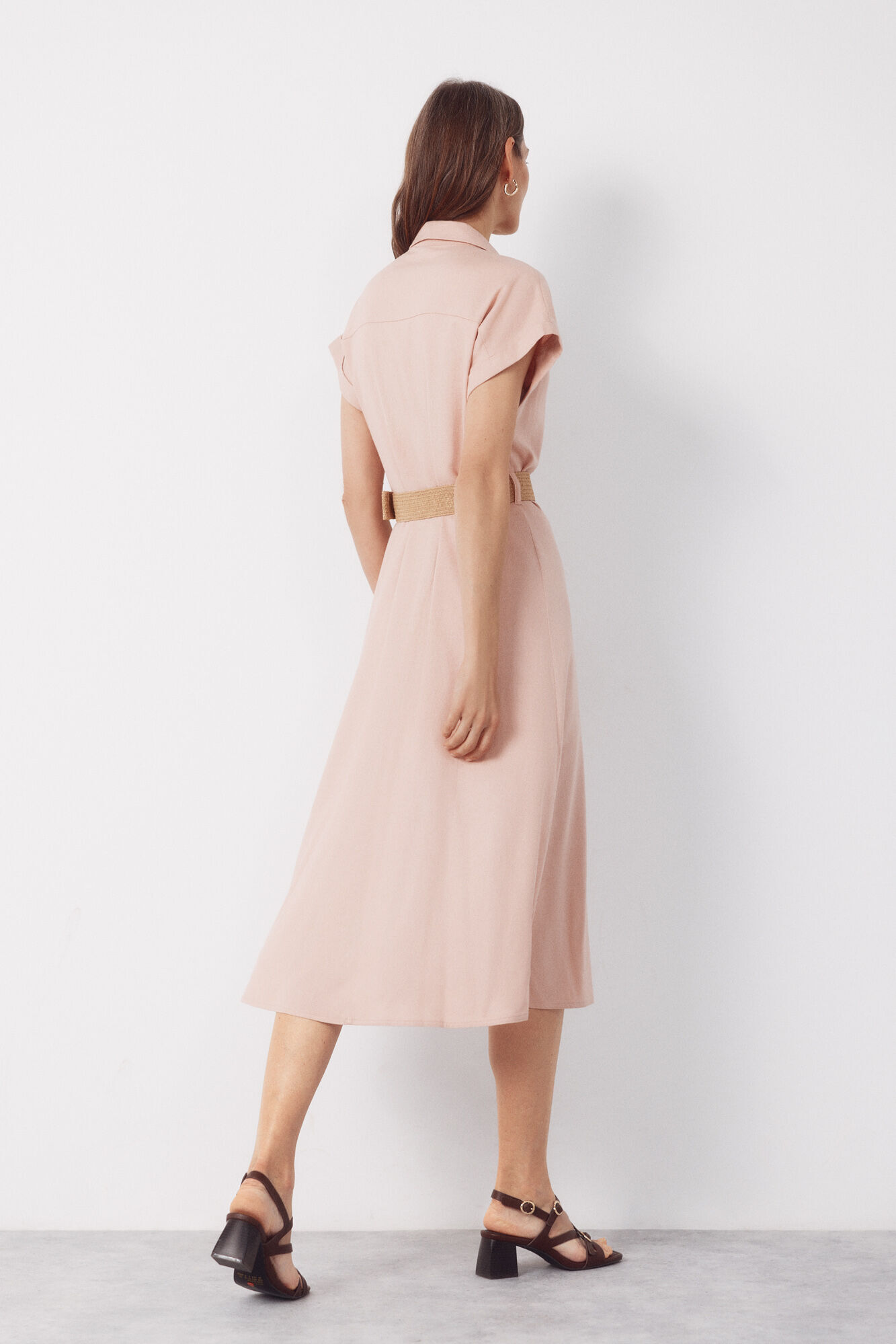 Cortefiel Linen dress Pink