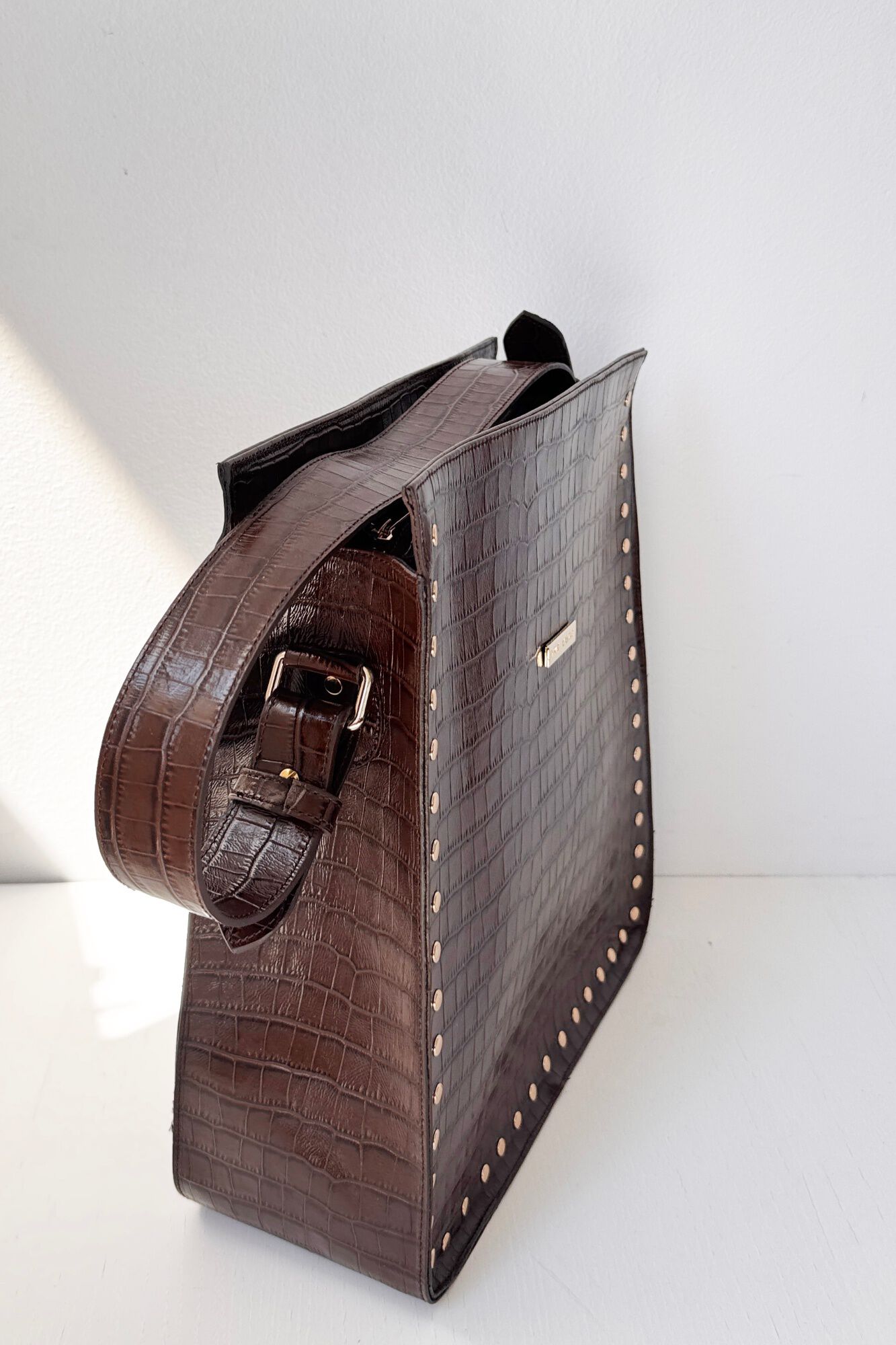 The Code Mala tote bag Sagrario em pele Castanho