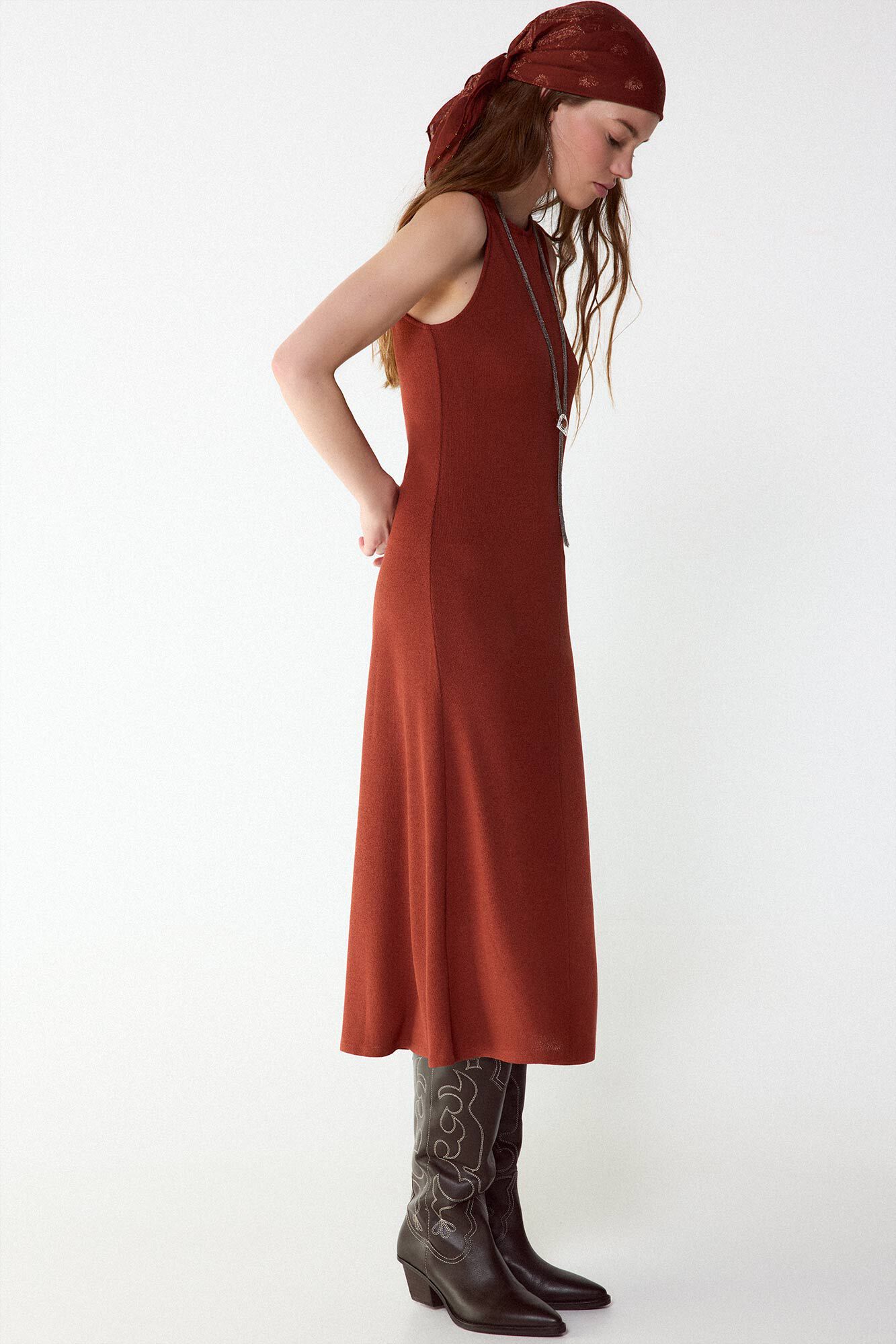 Slowlove Structured basic dress Brown
