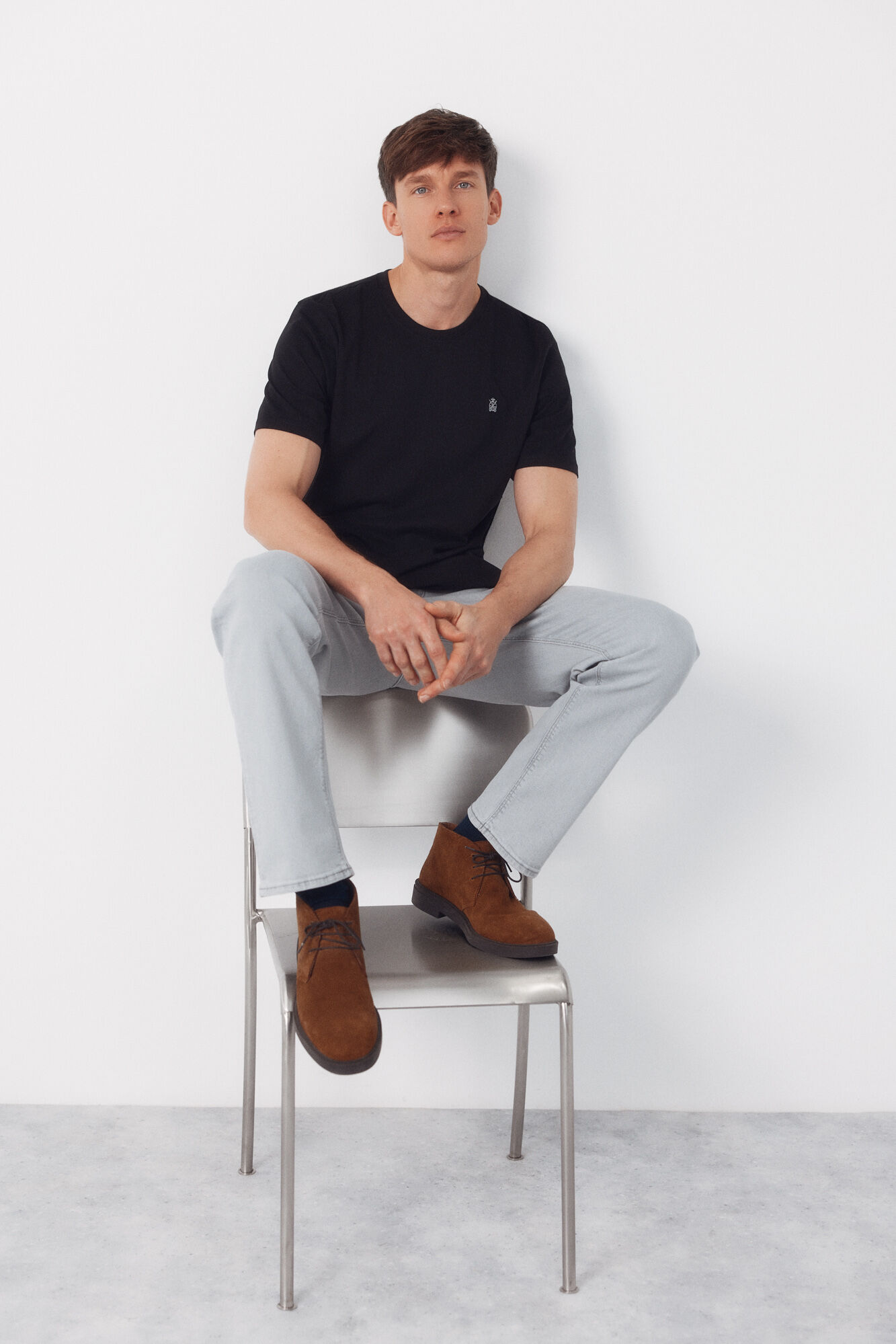 Cortefiel Basic T-shirt Black