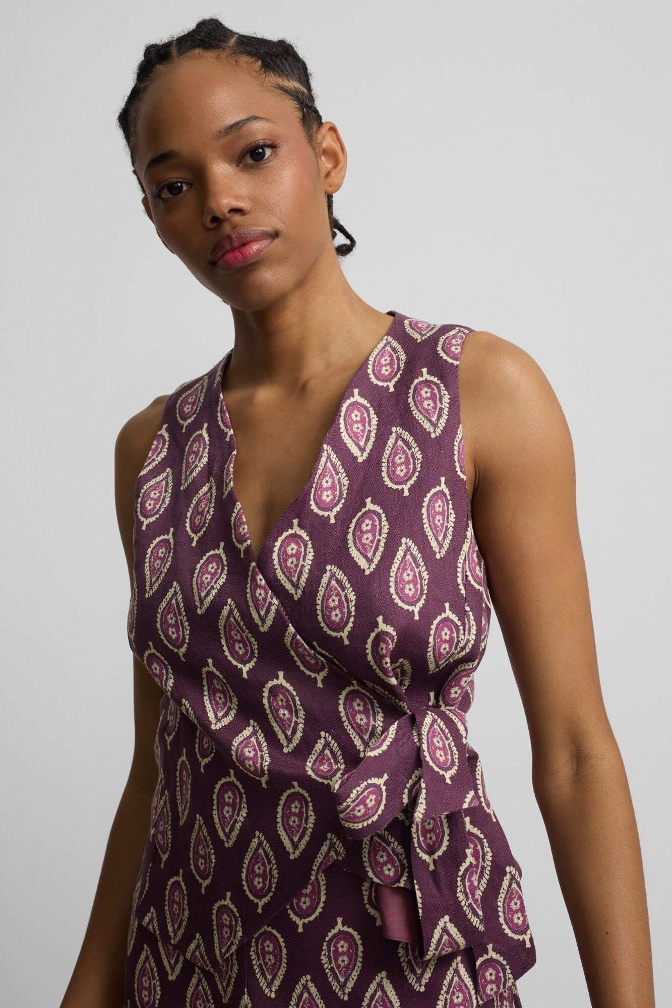 Silbon Print double-breasted tie gilet Printed red