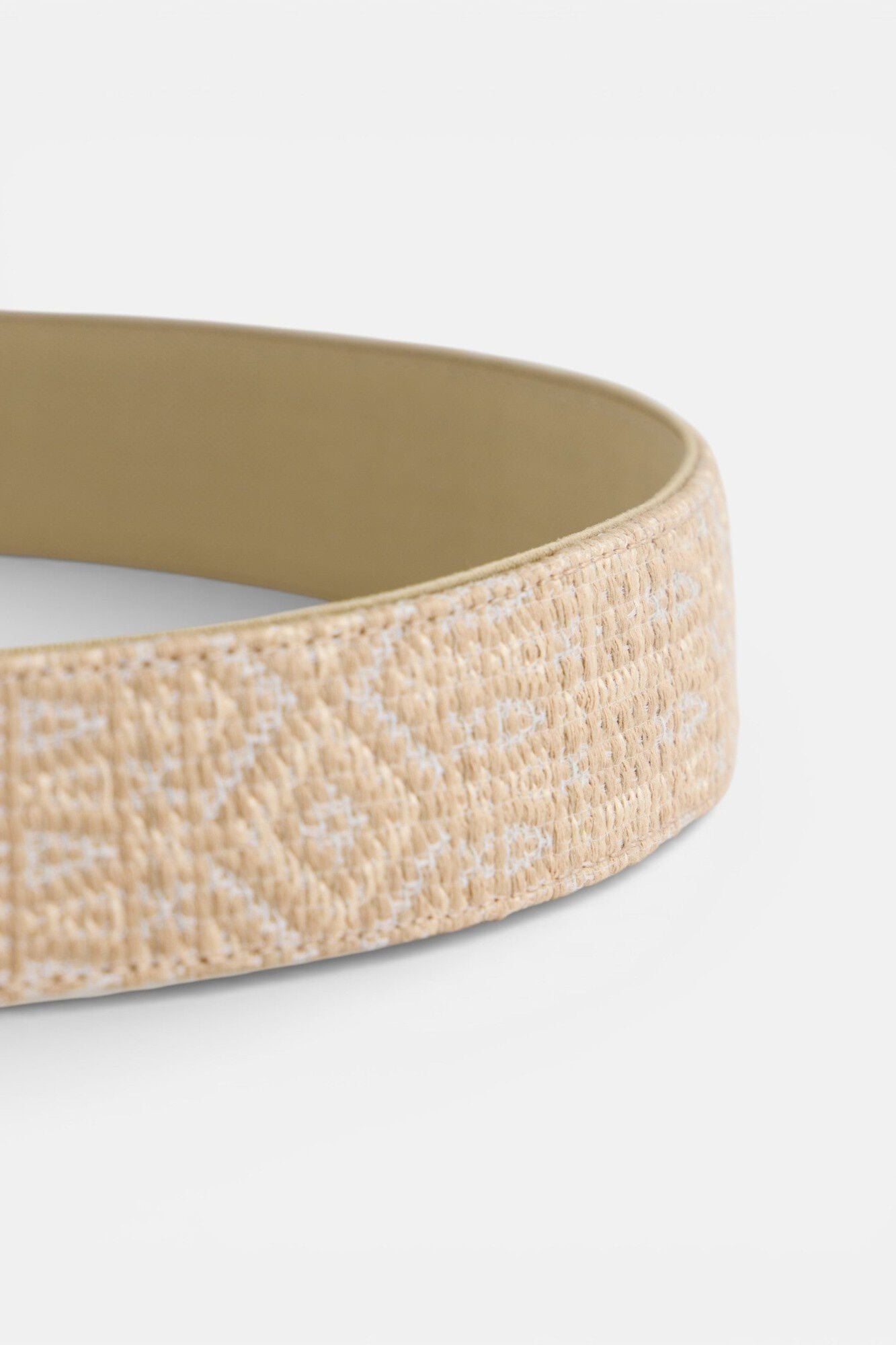 Silbon Leather ethnic woven belt Beige