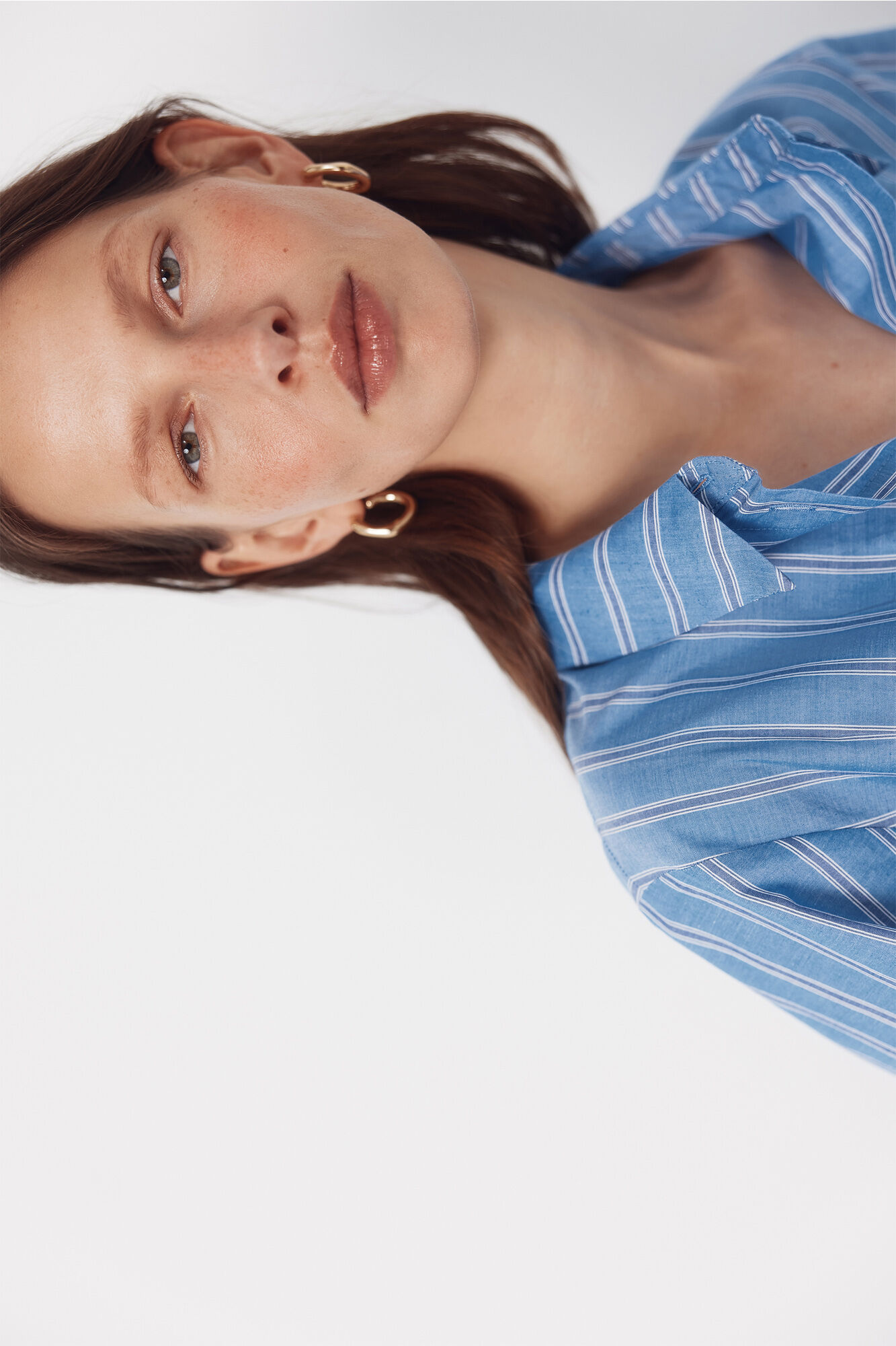 Cortefiel Vestido camiseiro &agrave;s riscas Azul