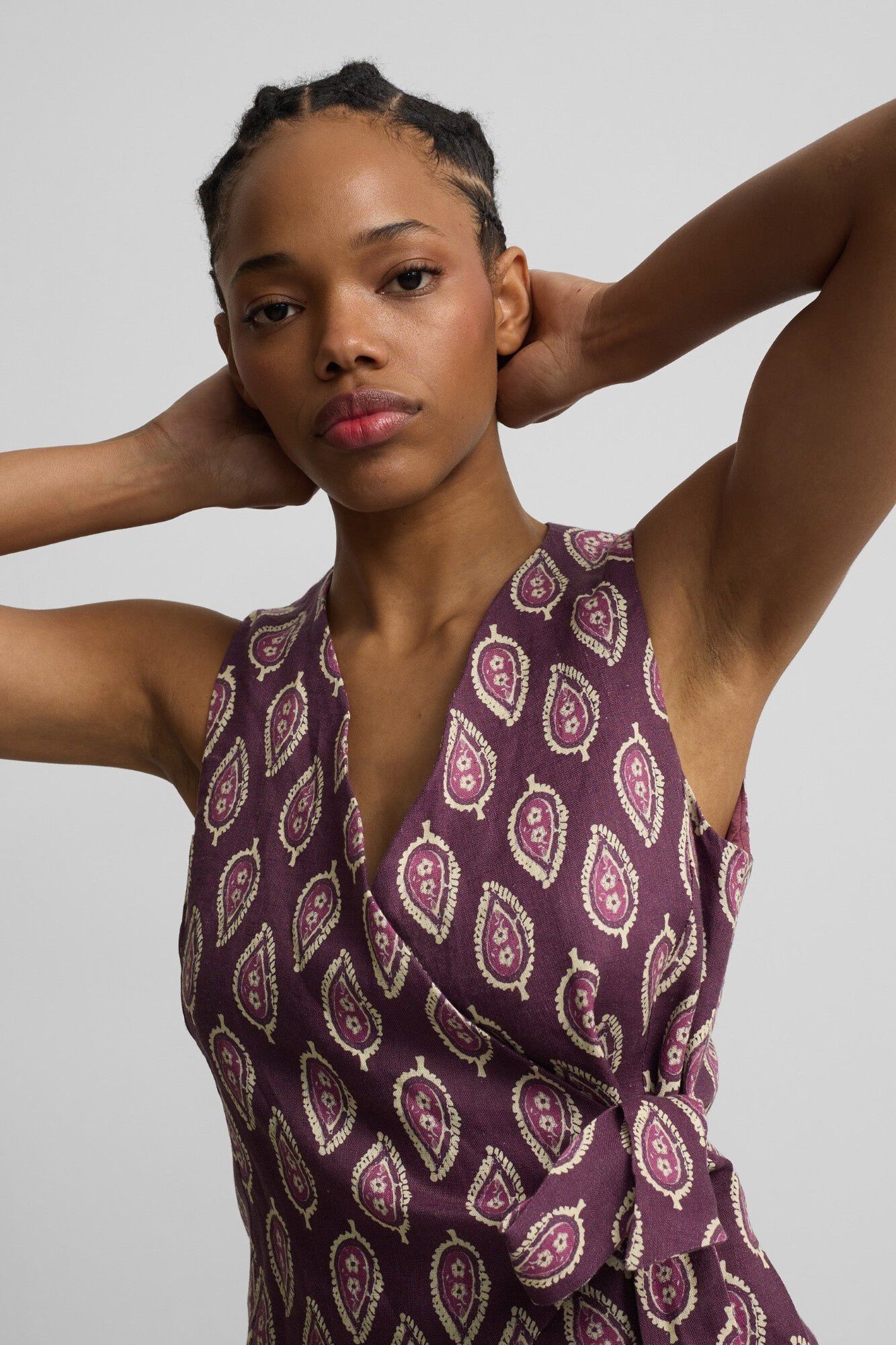 Silbon Print double-breasted tie gilet Printed red