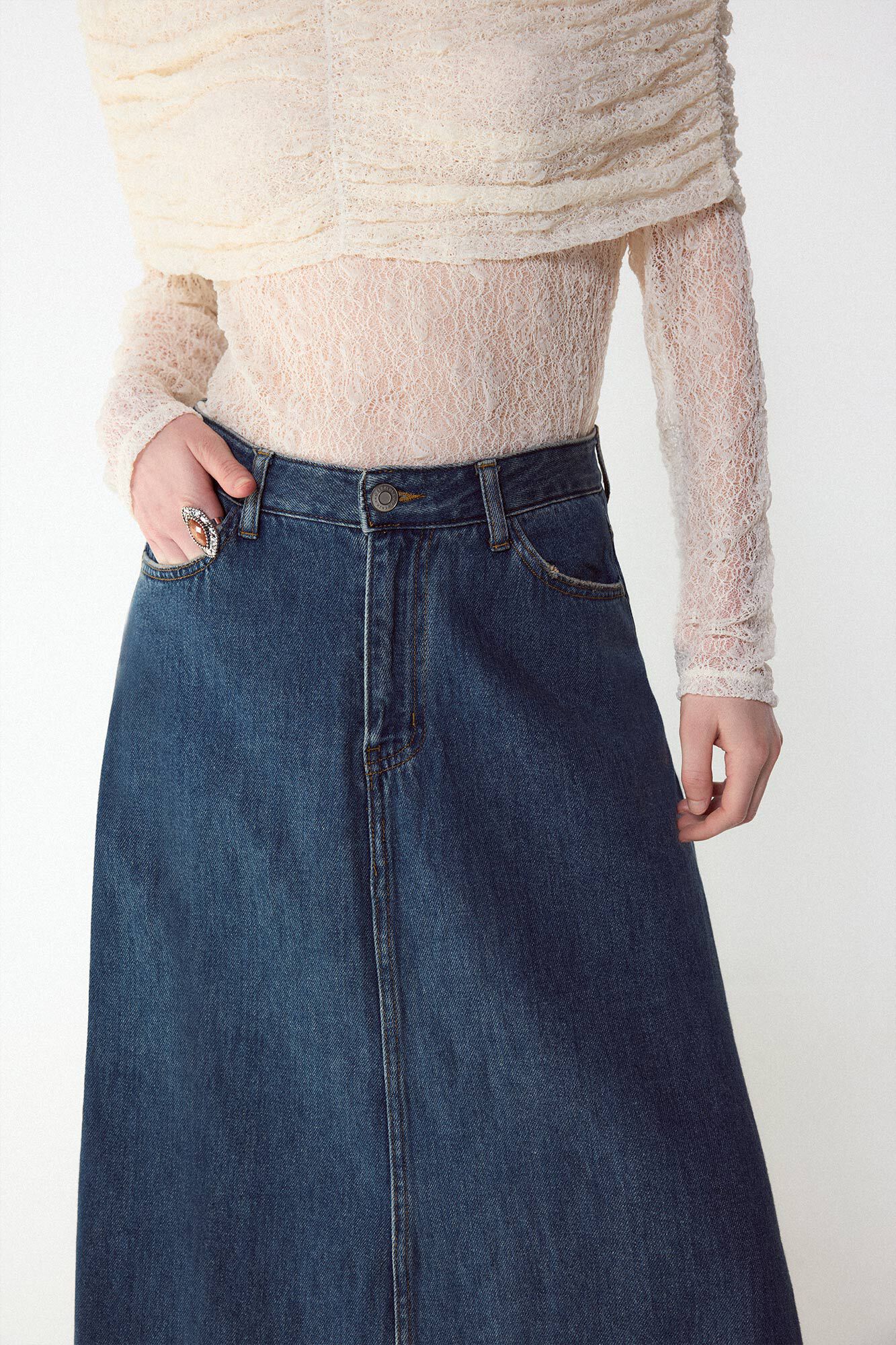 Slowlove Denim long skirt Blue