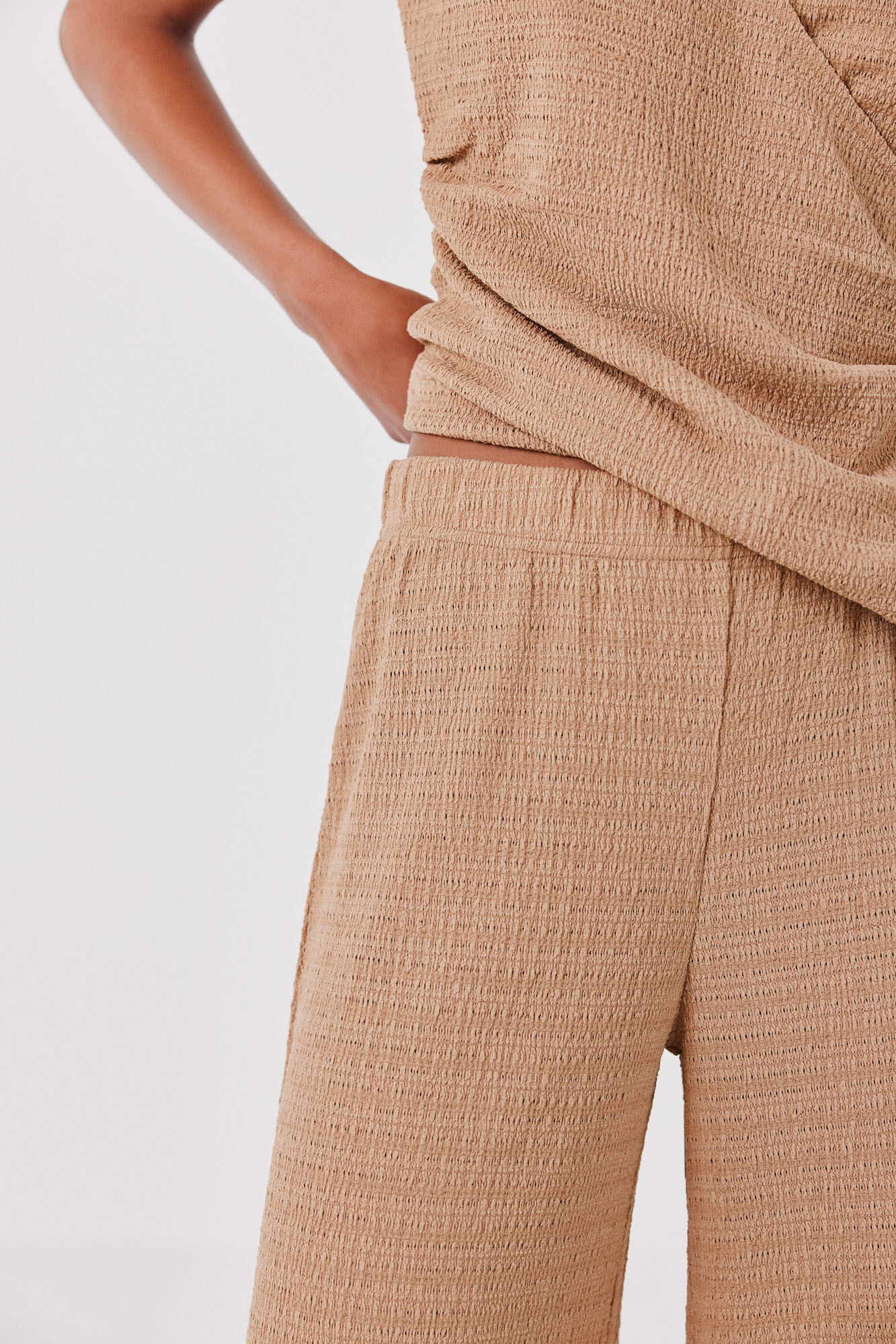 Cortefiel Wide knit trousers Beige