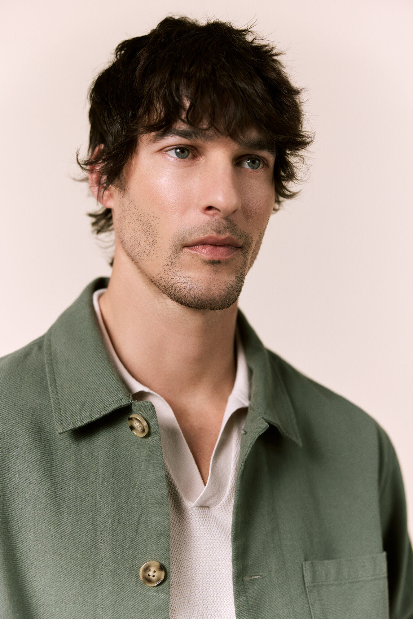 OOTO Sobrecamisa em algod&atilde;o e linho Verde