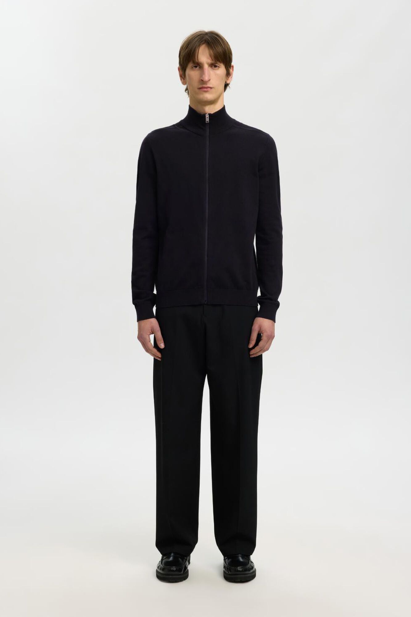 Selected High neck cardigan Black