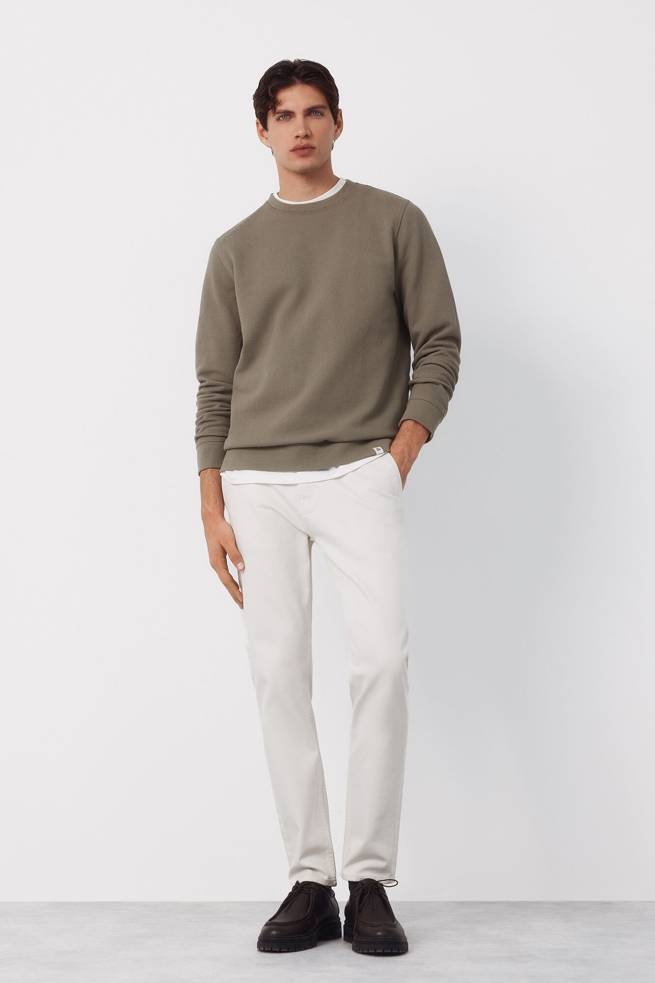 Cortefiel Sweatshirt estruturada com gola caixa Verde