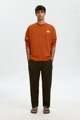 Selected Printed long sleeve T-shirt Orange