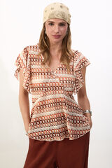Slowlove Multicoloured structured top Ivory