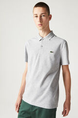Lacoste Polo com bordado de crocodilo costurado Cinzento