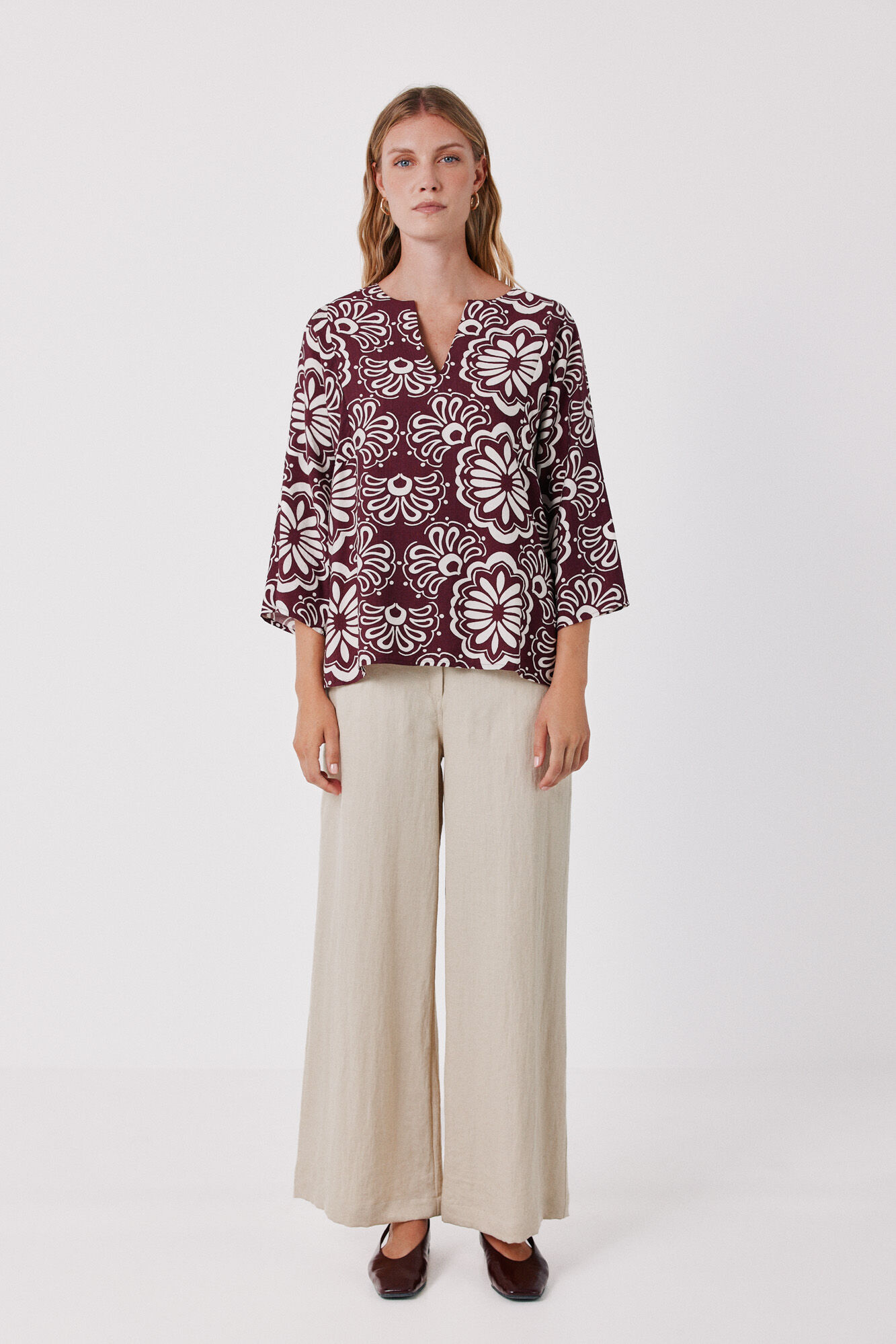 Cortefiel Printed loose tunic blouse