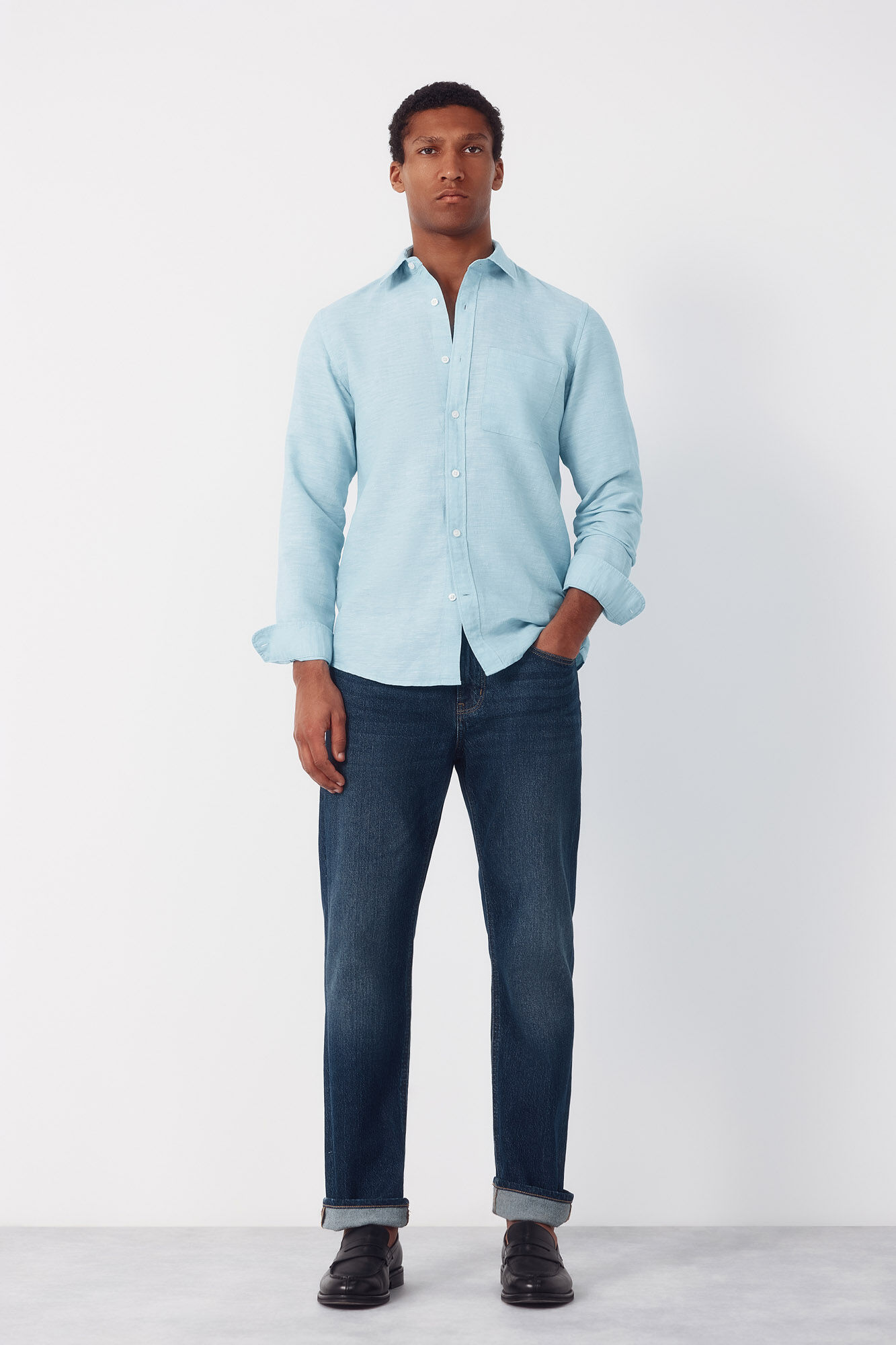 Cortefiel Plain linen cotton shirt