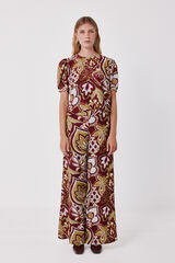 Cortefiel Printed wide-leg trousers Printed white