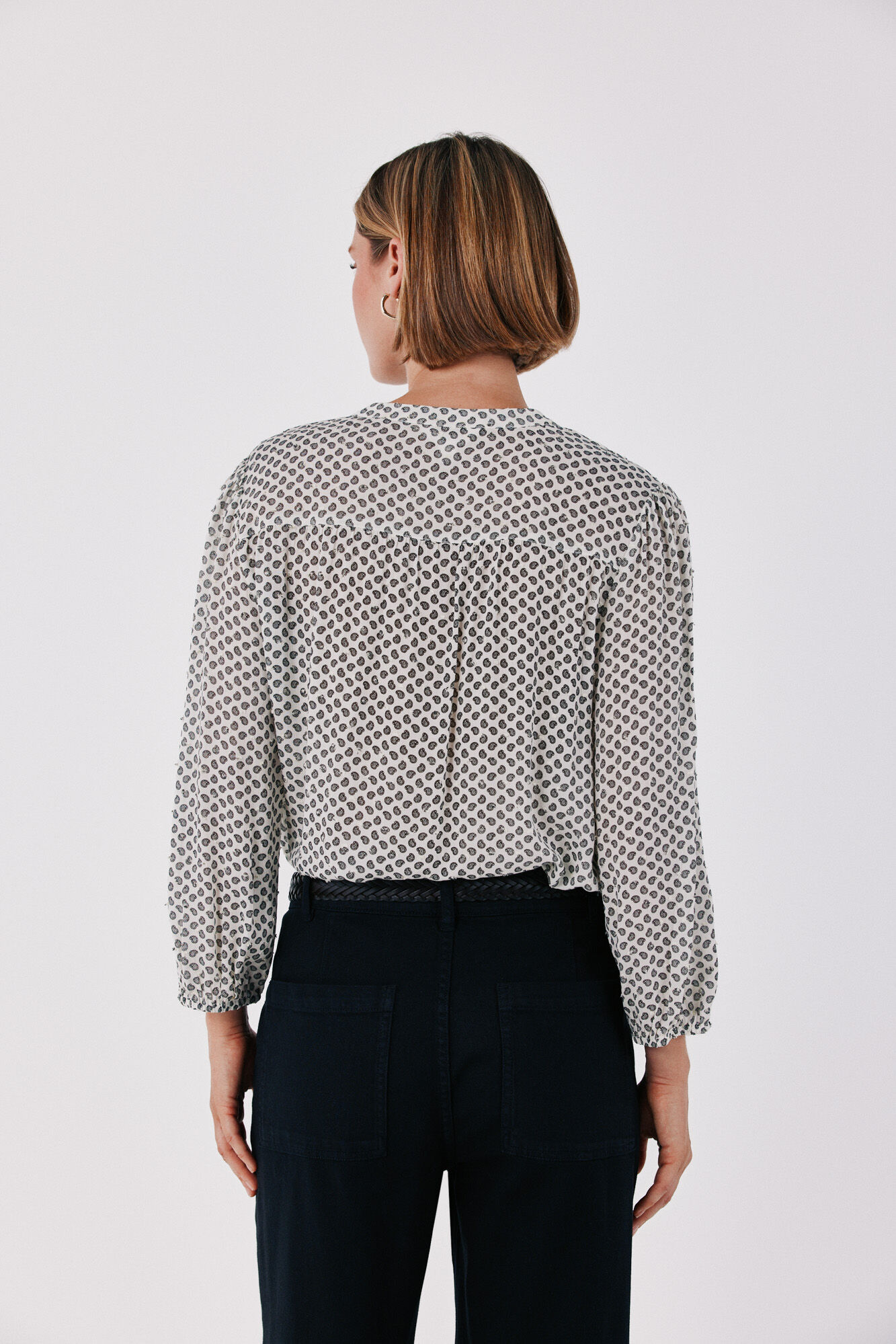 Cortefiel Printed fluid blouse Printed white