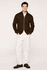 Selected 100% cotton cardigan Brown