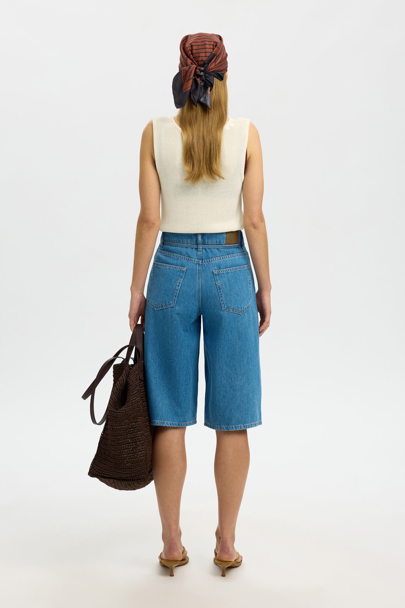 Selected Top de malha sem mangas Tostado