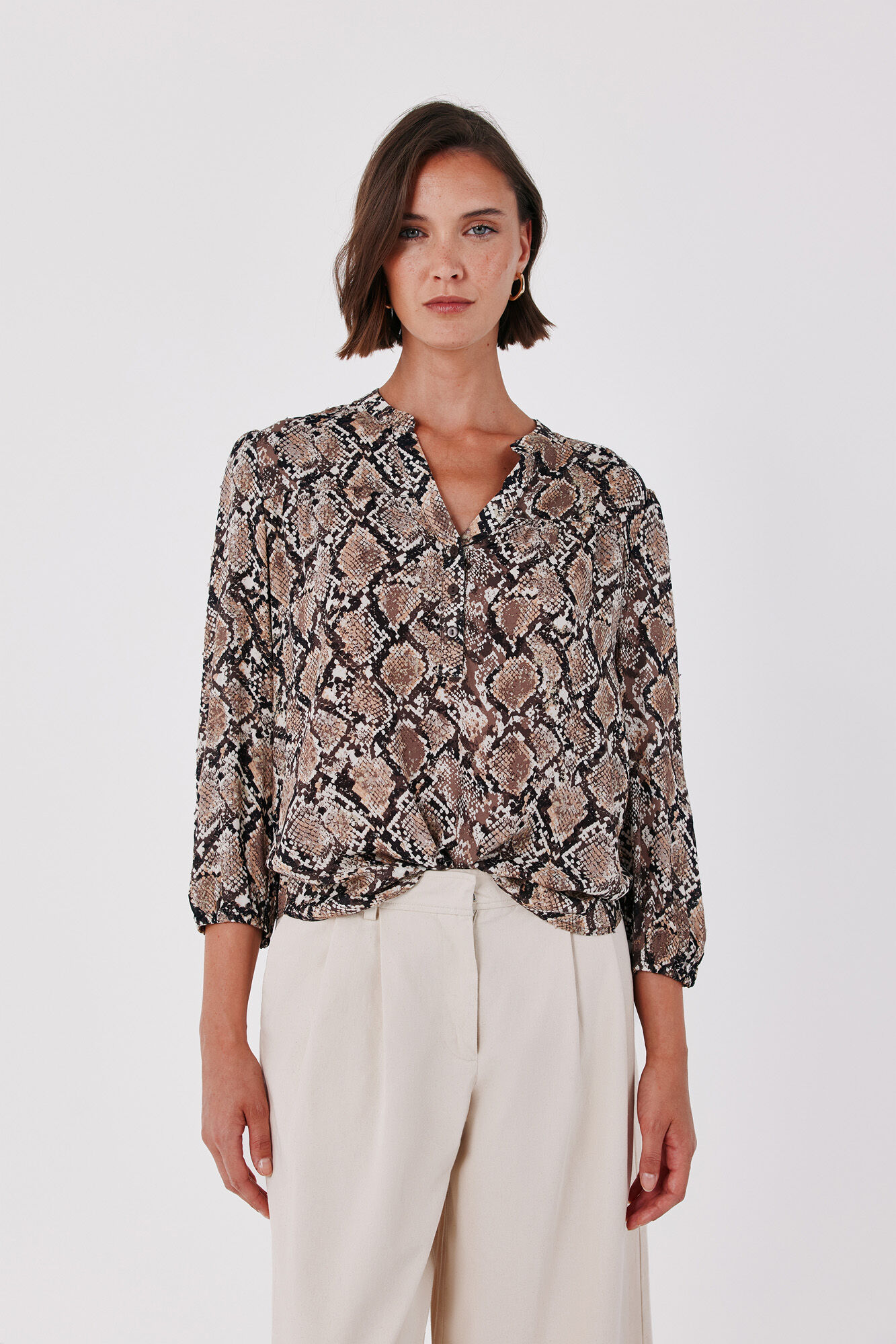 Cortefiel Printed fluid blouse