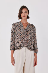 Cortefiel Printed fluid blouse Printed beige
