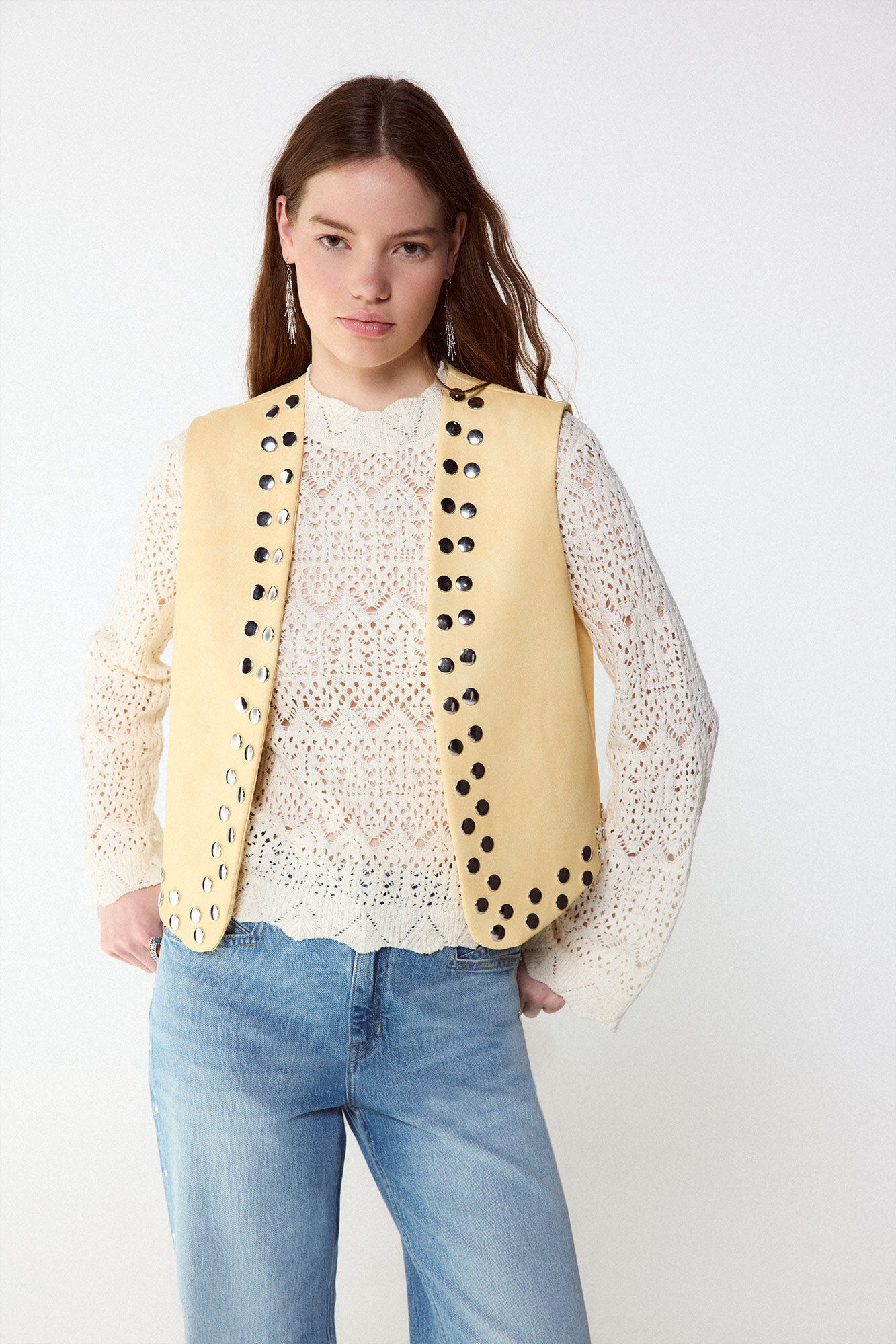 Slowlove Gilet with studs Yellow