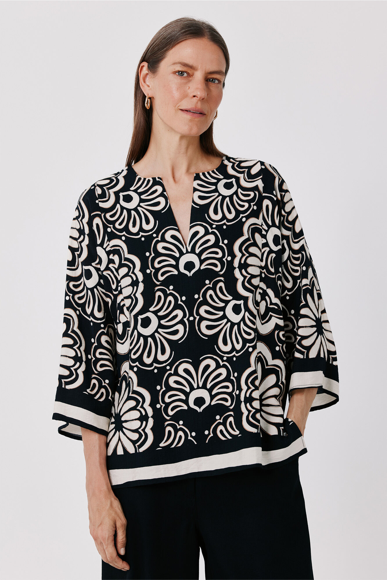 Cortefiel Printed loose tunic blouse