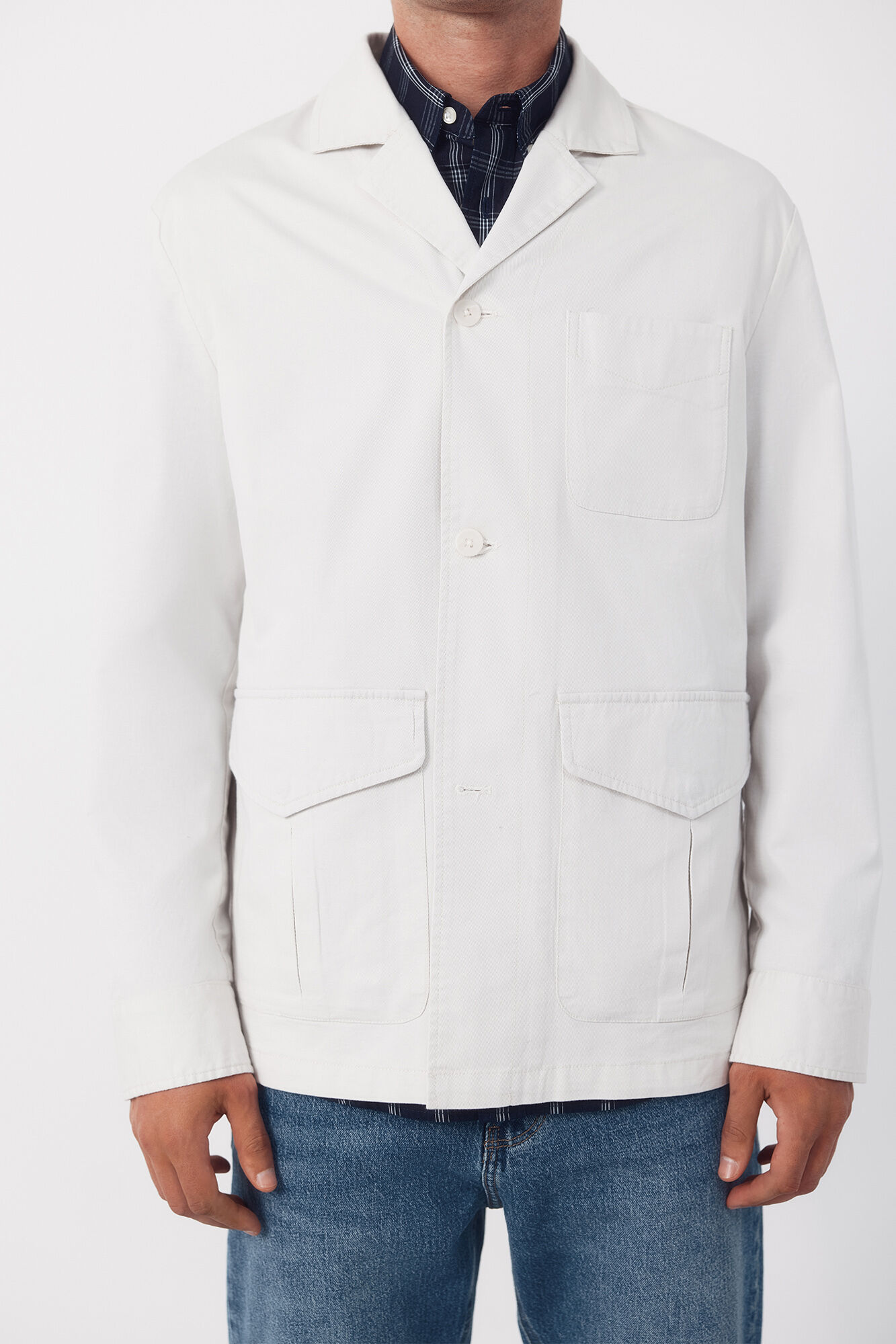 Cortefiel Safari jacket, linen blend White