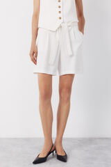 Cortefiel Pantal&oacute;n bermuda con lino Marfil