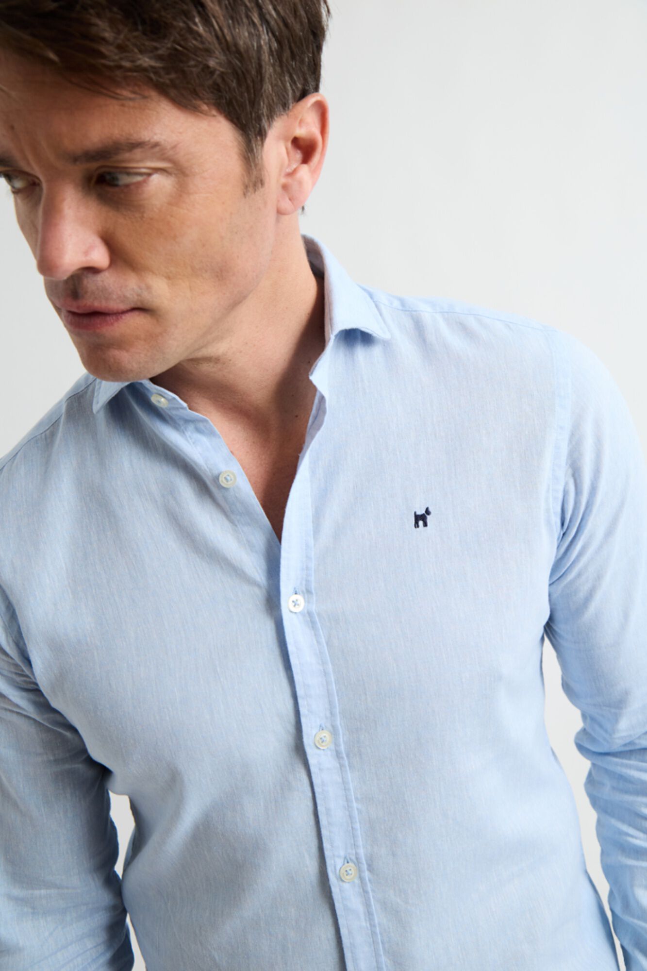 Williot Camisa de linho mil riscas Azul
