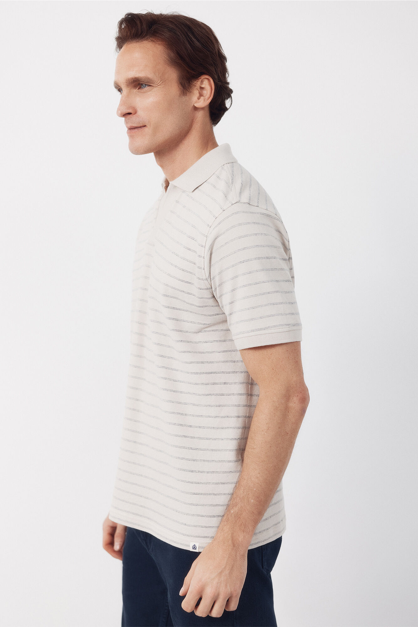 Cortefiel Striped structure polo shirt Beige