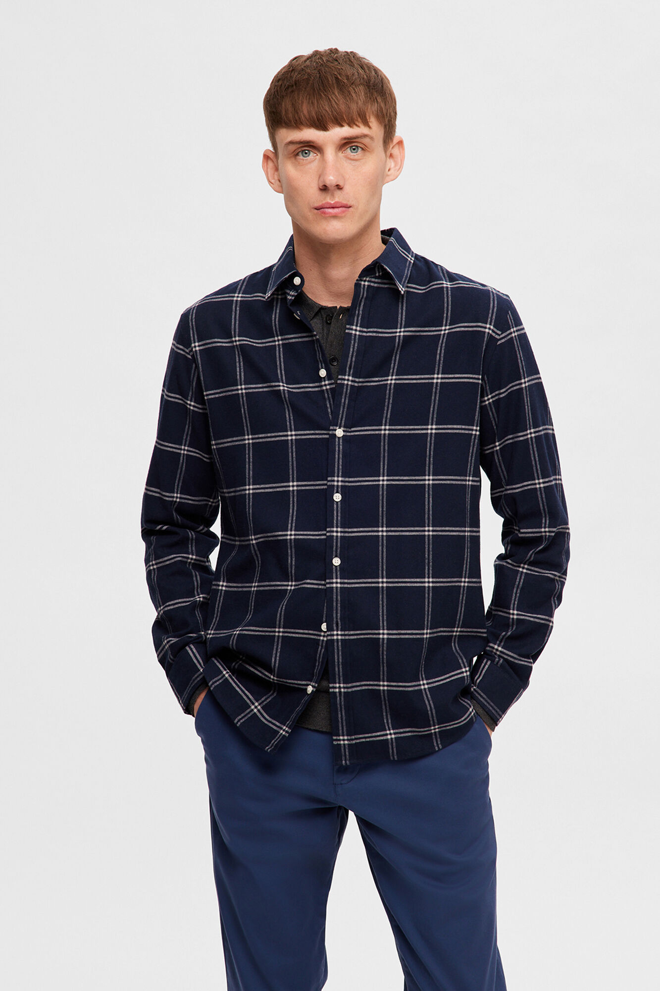 Selected Slim fit long sleeve shirt . Blue