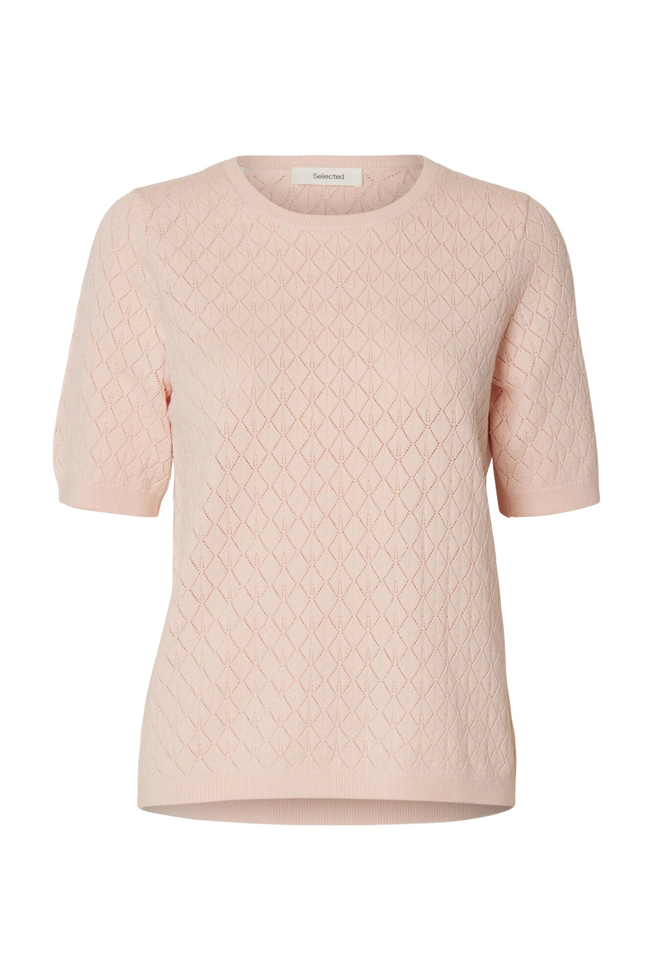 Selected Openwork knit top Pink